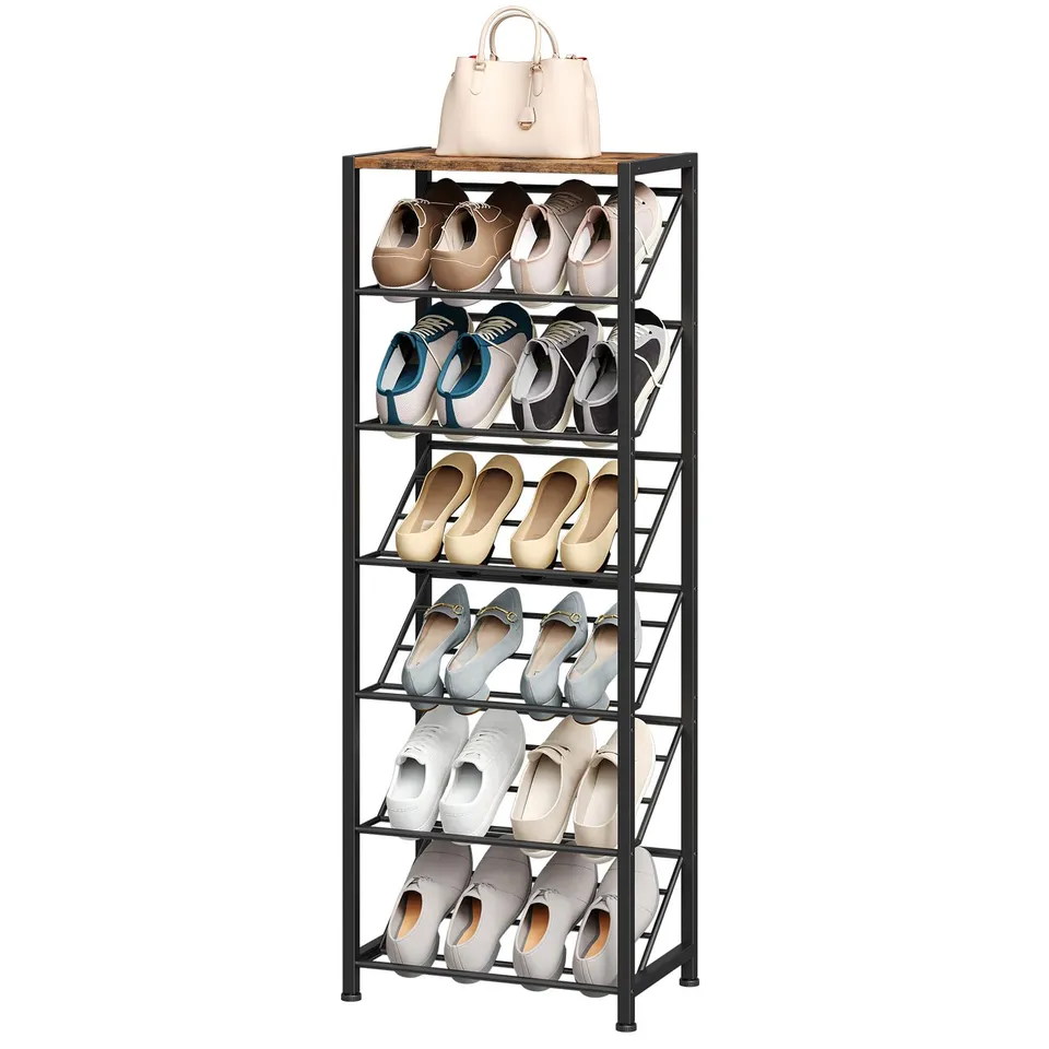 hoobro-shoe-racks-range-chaussures-7-niveaux-marron-12-paires image 1