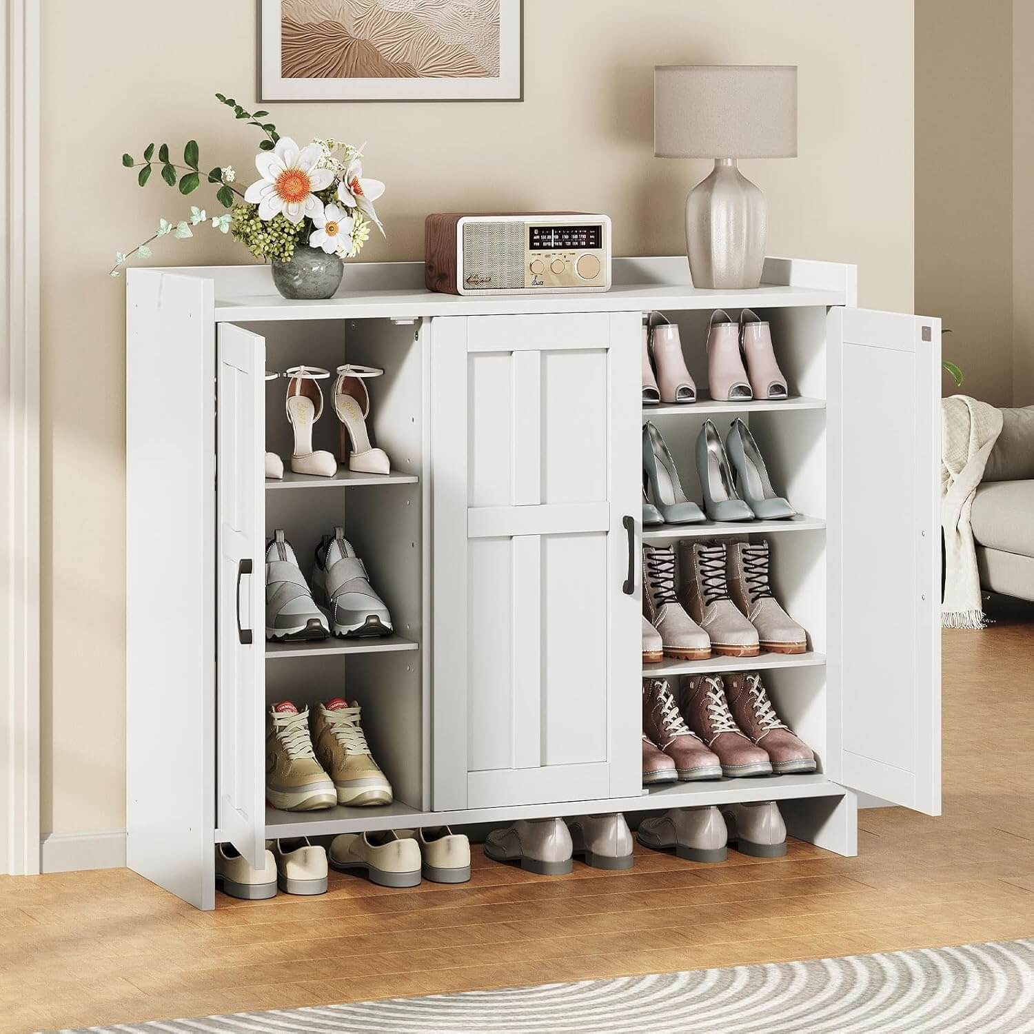 hoobro-shoe-racks-meuble-chaussures-blanc-3-portes-106-cm image 8