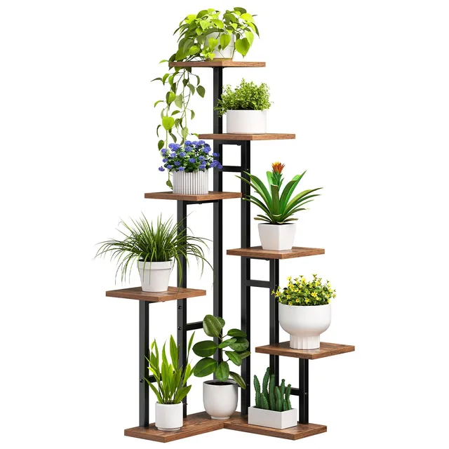 hoobro-storage-racks-porte-plantes-7-niveaux-marron image 1