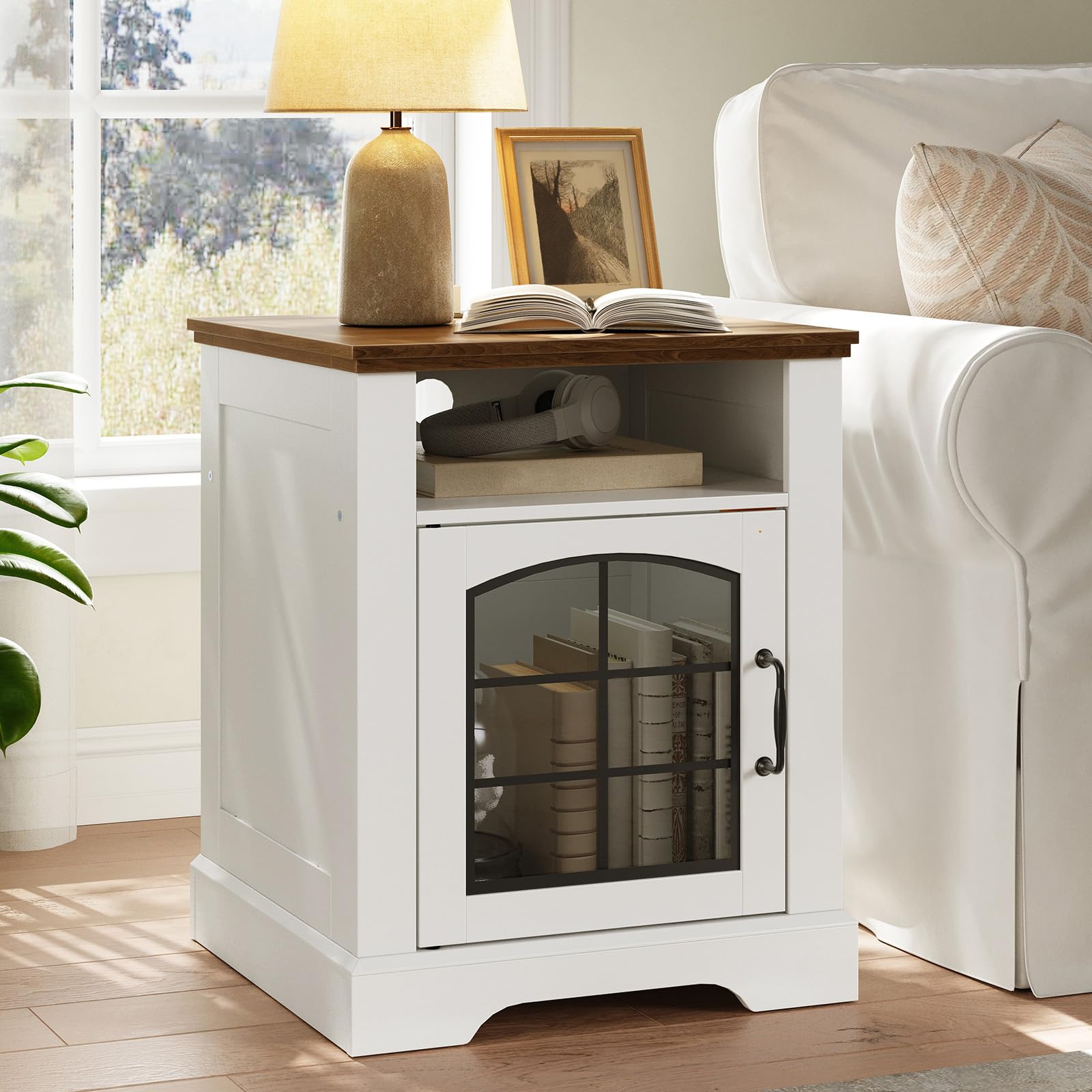 hoobro-nightstands-table-de-nuit-blanche-prise-usb-44-cm image 2
