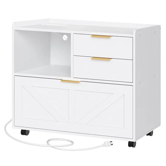 hoobro-caisson-bureau-roulettes-prise-blanc-dossiers-a4 image 1