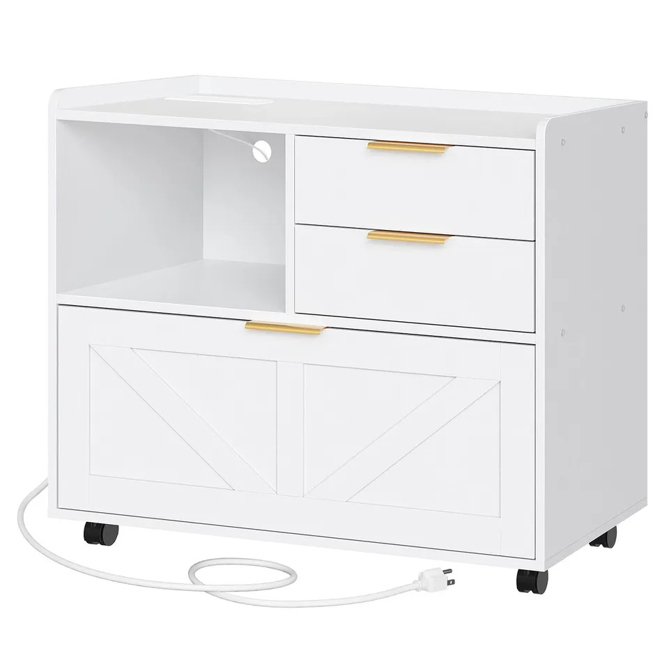 hoobro-caisson-bureau-roulettes-prise-blanc-dossiers-a4 image 1