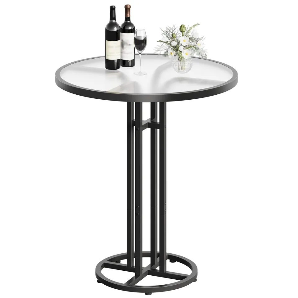 hoobro-table-de-bar-ronde-verre-d-poli-noire-60-cm image 1
