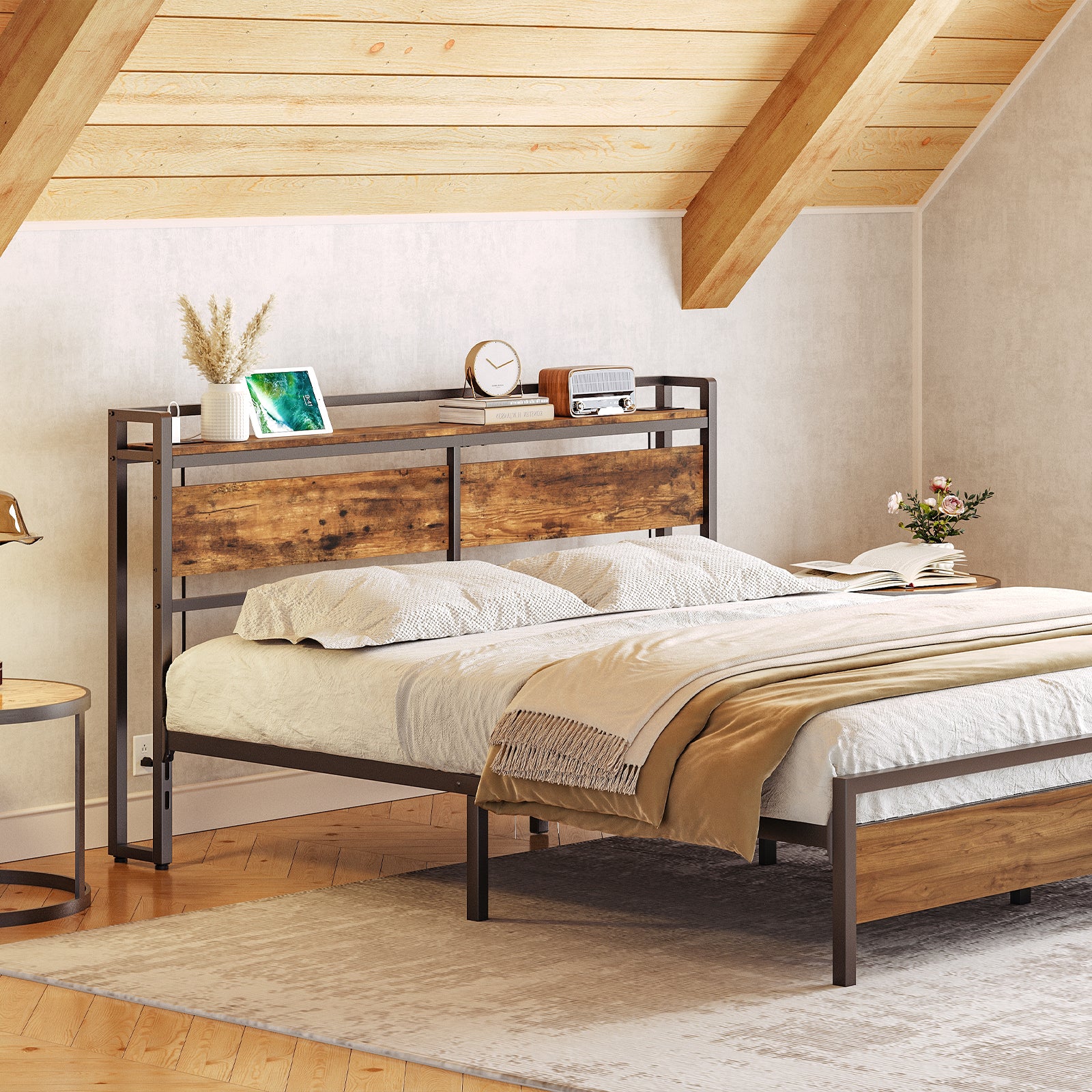 hoobro-headboards-t-te-de-lit-queen-marron-usb image 6