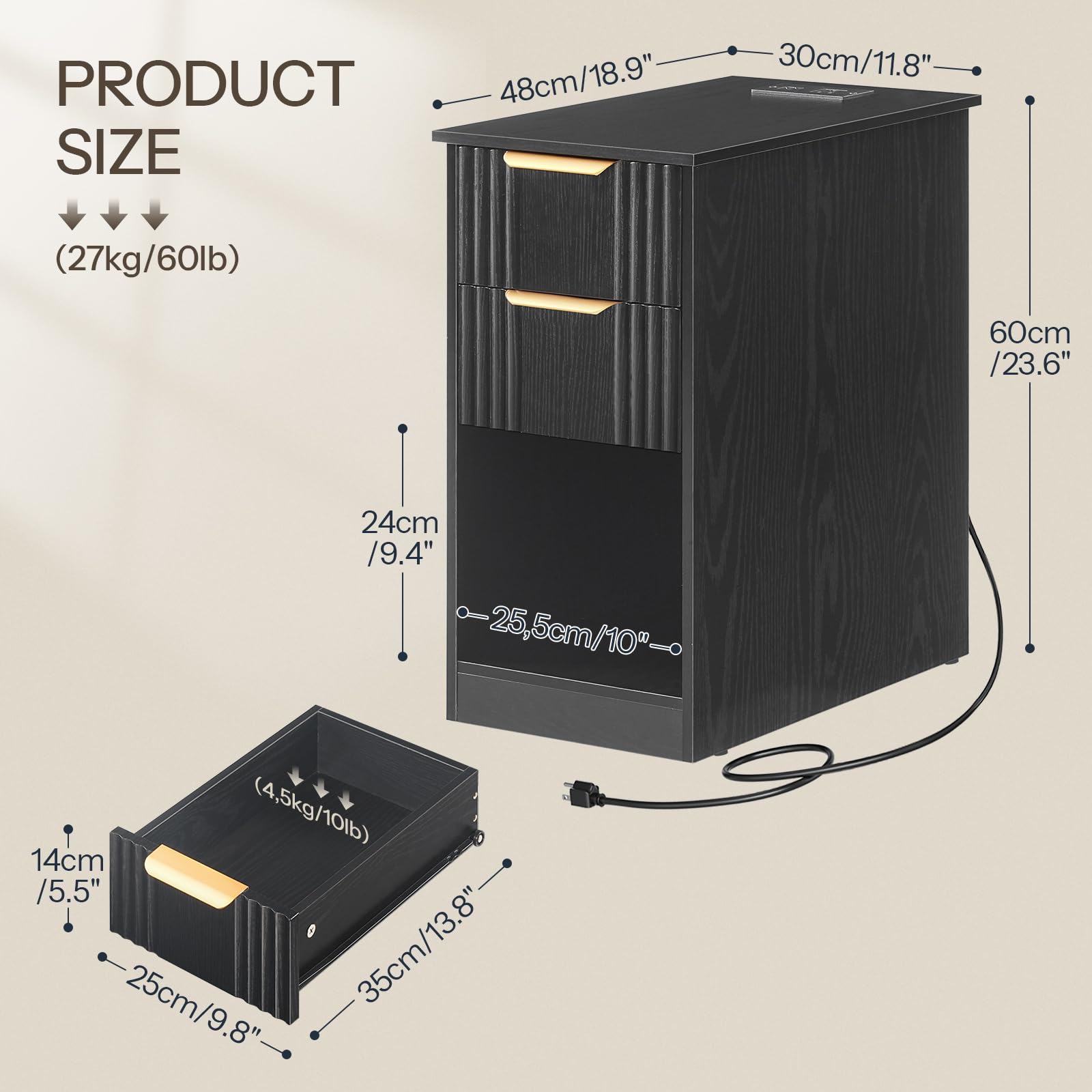 hoobro-table-de-chevet-noire-cannel-e-avec-station-charge image 3
