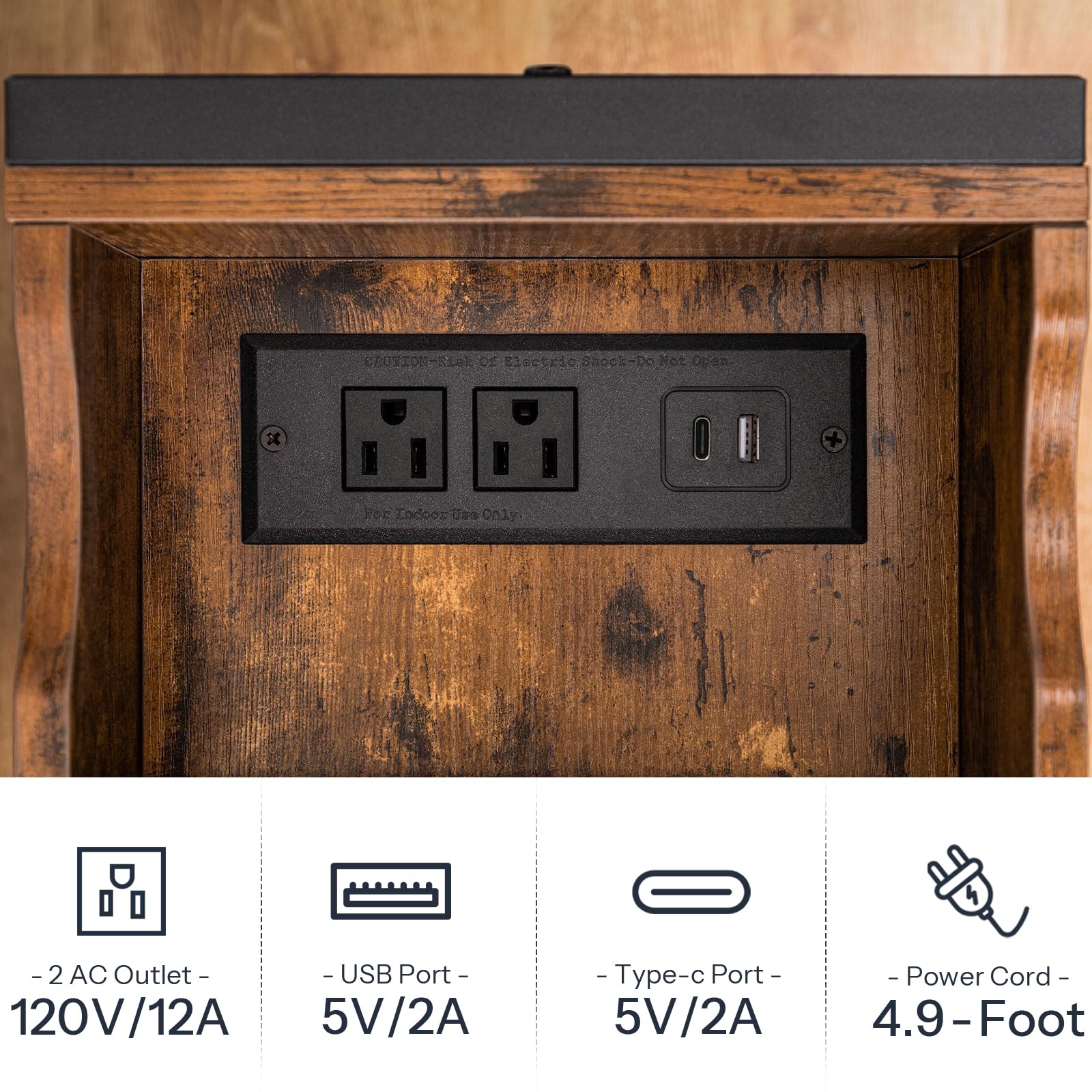 hoobro-side-tables-bf341bz01-table-chevet-marron-usb image 6