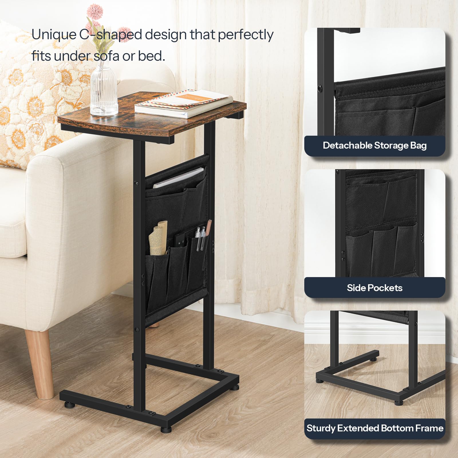 hoobro-side-tables-table-en-c-marron-poche-lot-2 image 7