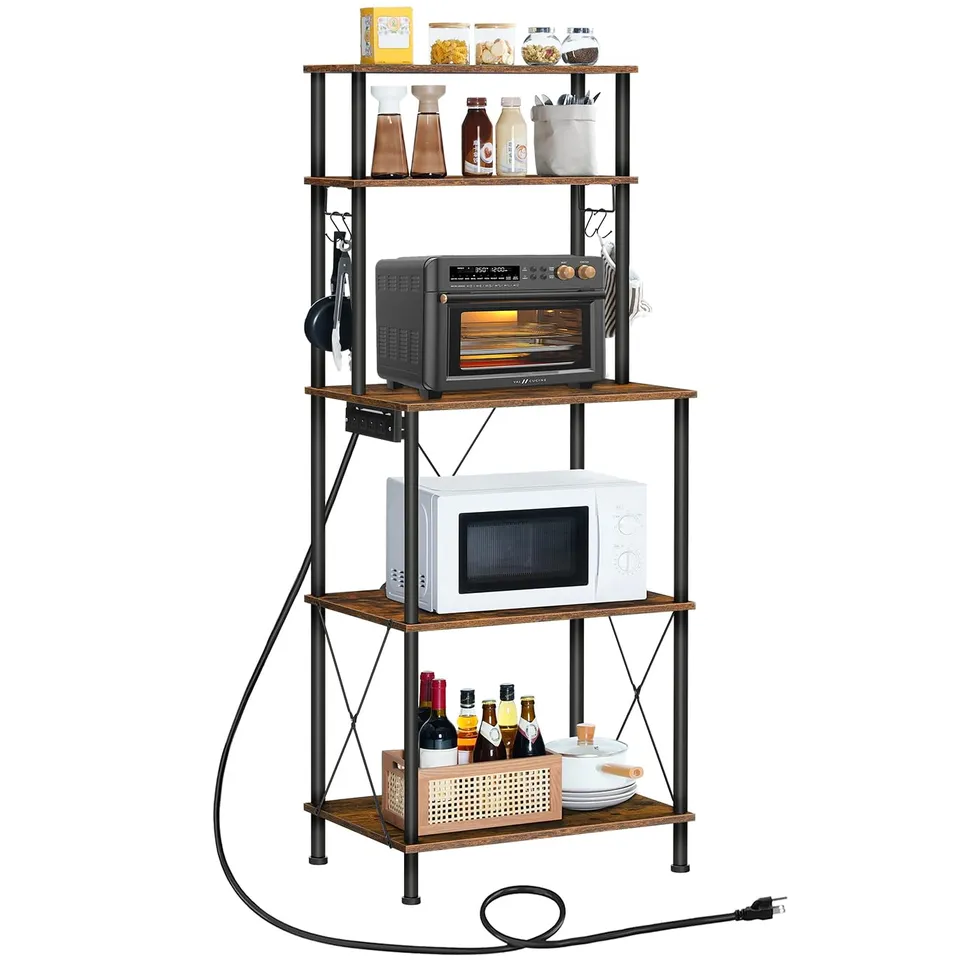 hoobro-kitchen-furniture-desserte-cuisine-marron-5-niveaux-prise image 1
