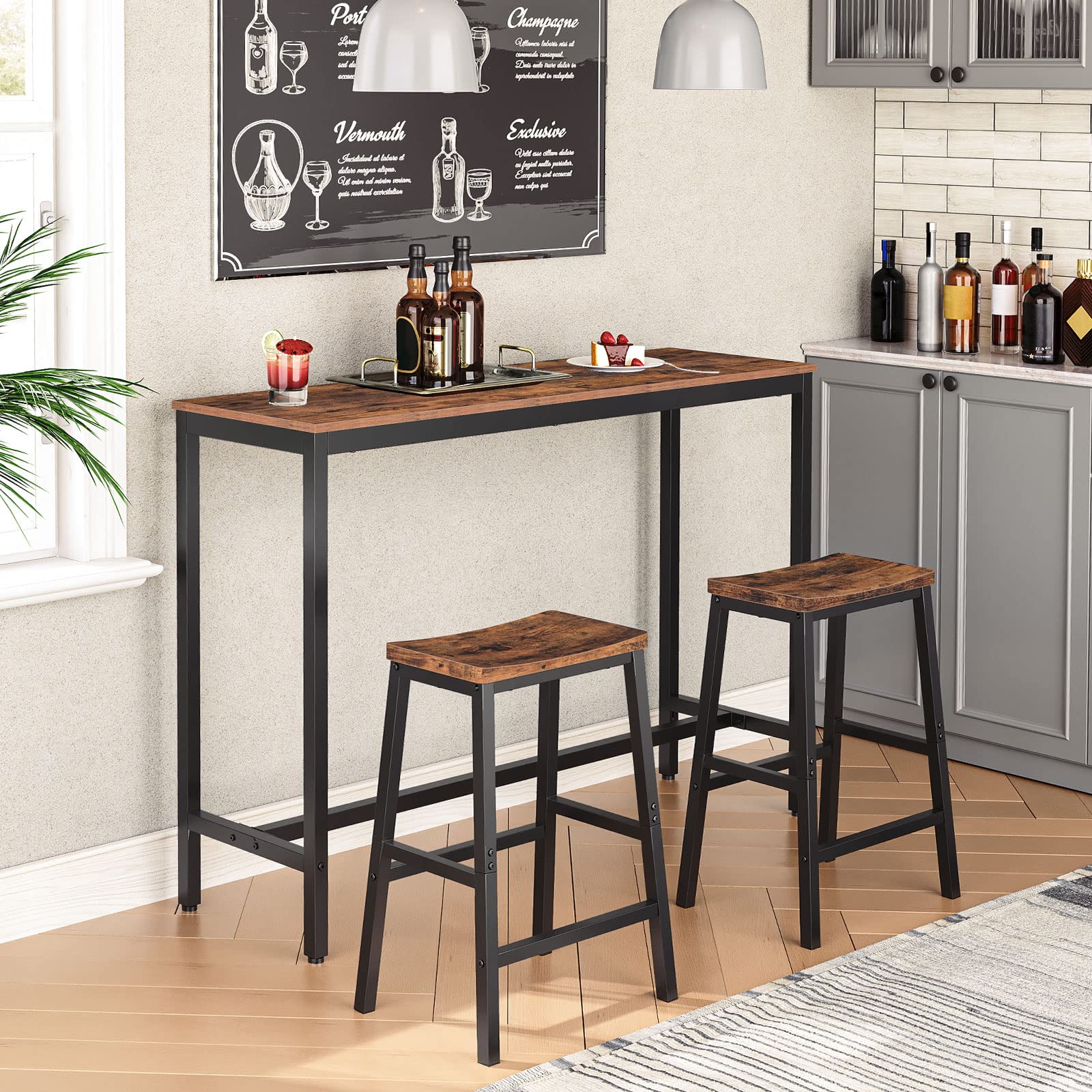 hoobro-bar-stools-tabouret-bar-selle-marron-lot-de-2 image 5