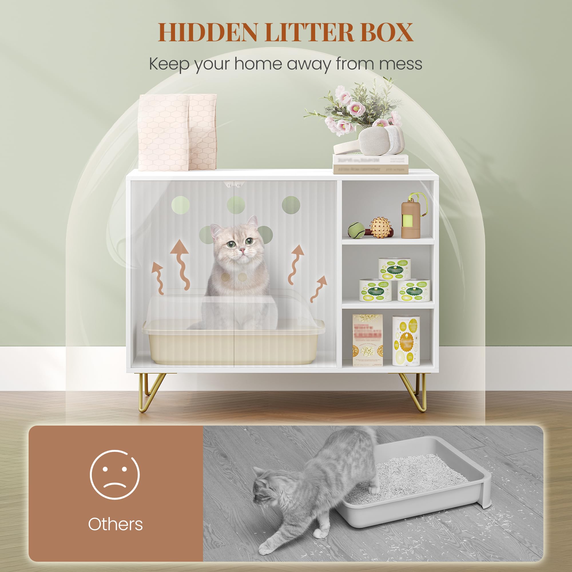 hexcelen-biblioth-ques-meuble-liti-re-chat-blanc-dor-80-cm image 5