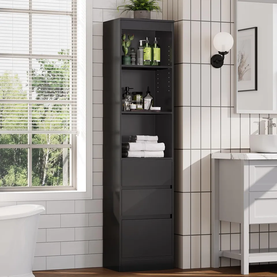 forabamb-colonne-salle-de-bain-noire-40x30x180-cm-3-tiroirs image 1
