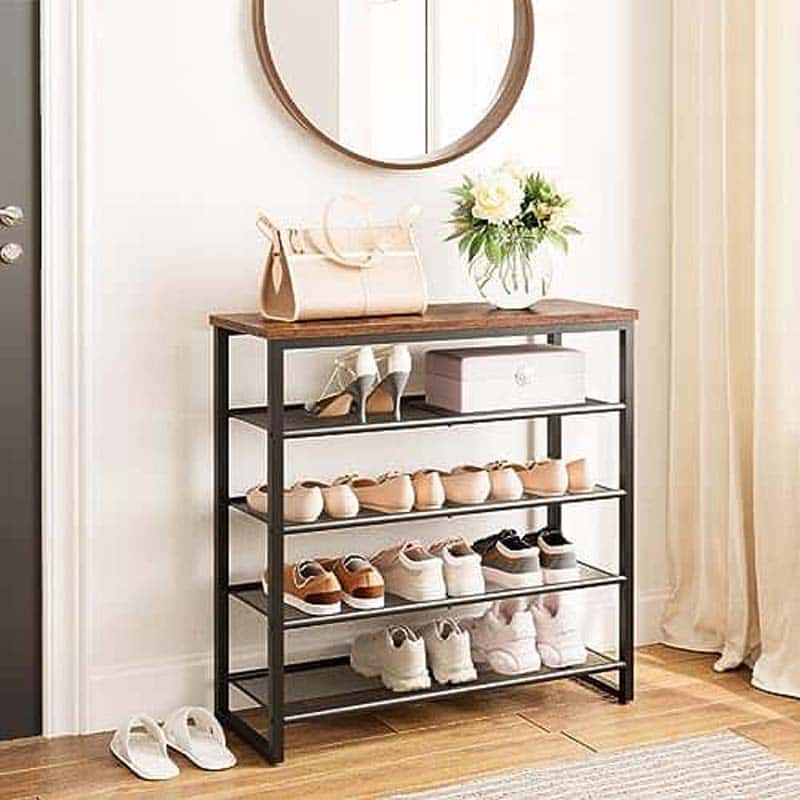 hoobro-shoe-racks-5-niveaux-meuble-chaussures-marron-16-20-paires image 4