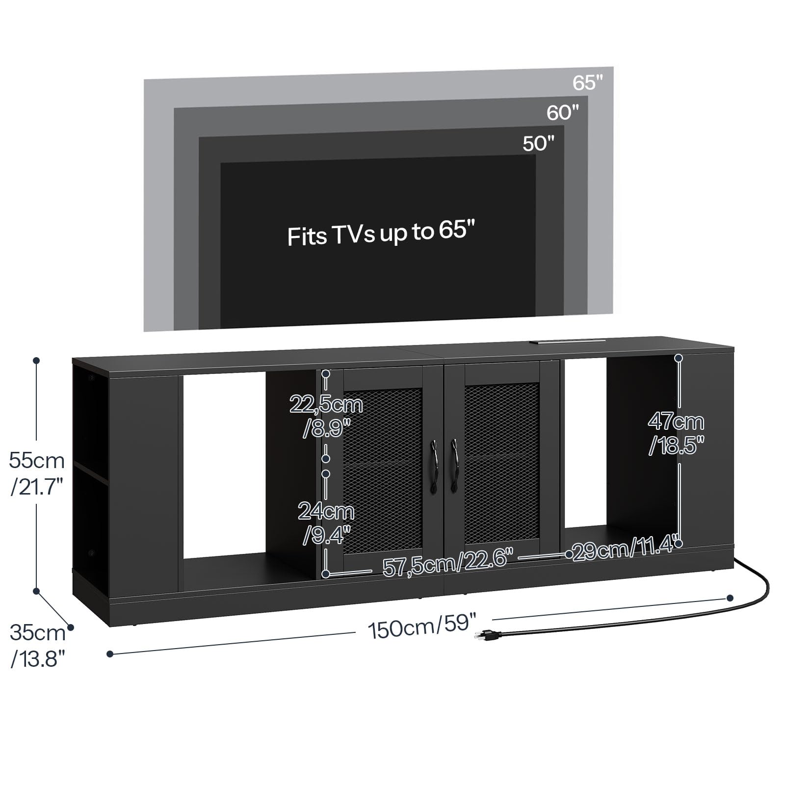 hoobro-meuble-tv-noir-avec-prise-et-led-70-pouces image 4