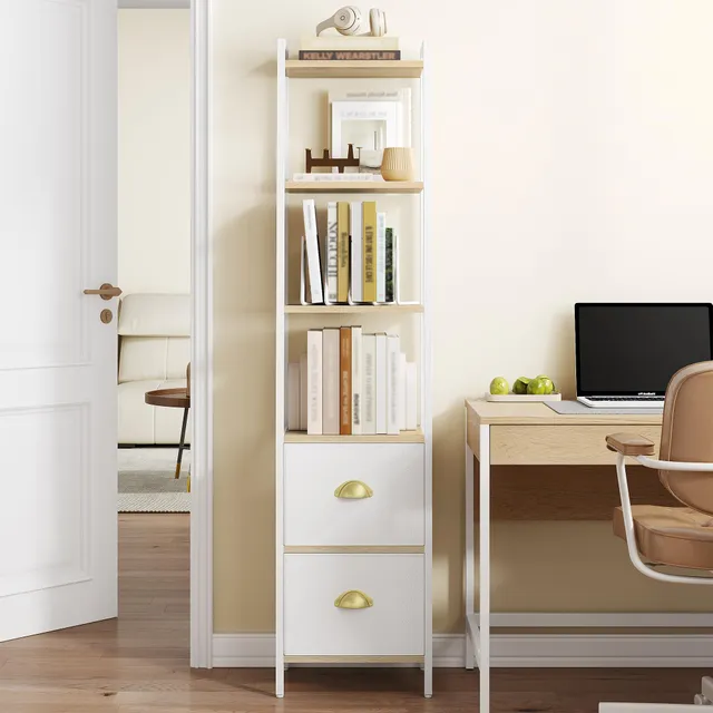 hexcelen-biblioth-ques-tag-re-ch-ne-blanc-171-6-cm-tiroirs image 1