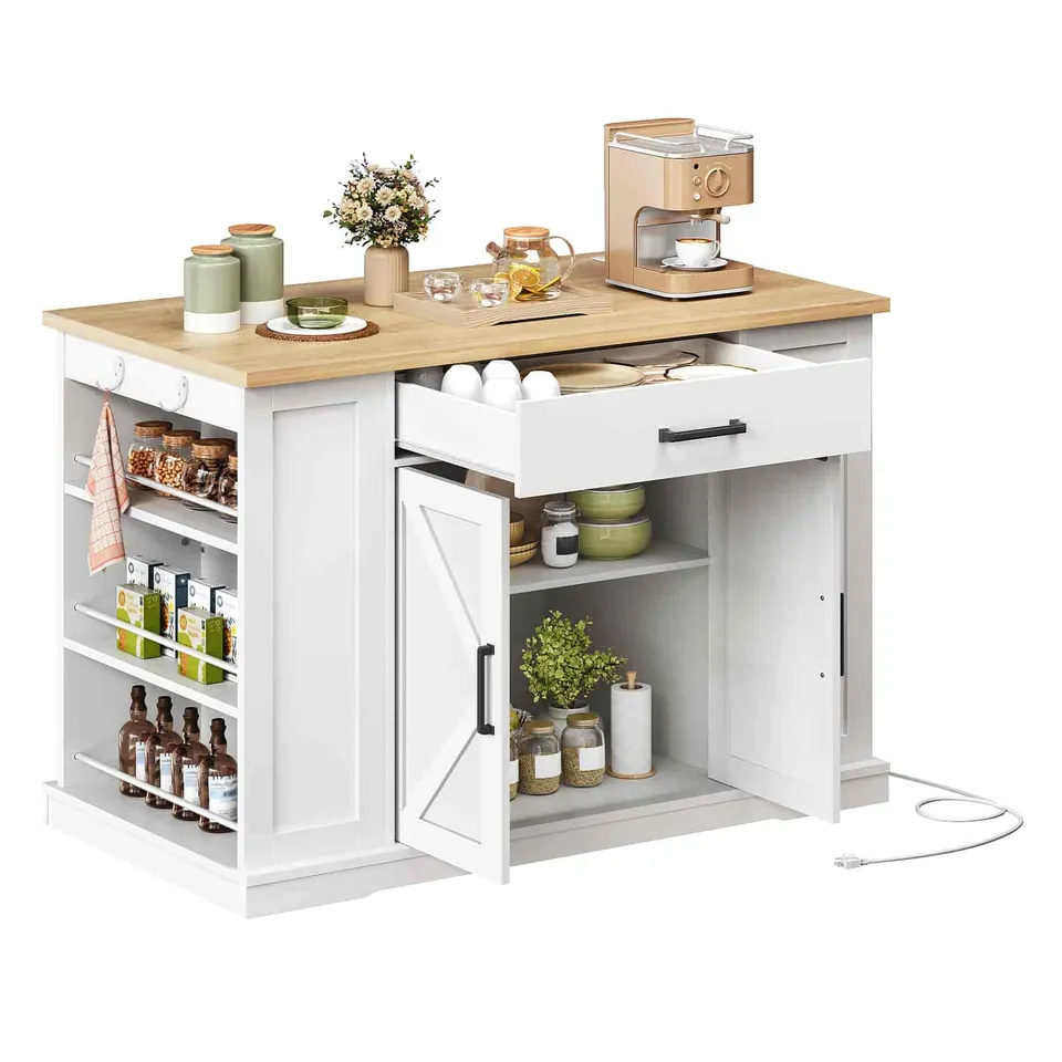 hoobro-lot-cuisine-roulant-120-cm-blanc-prise-tiroir image 1