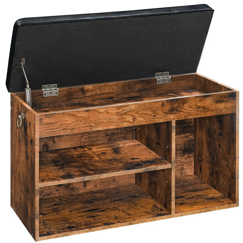 hoobro-shoe-racks-banc-chaussures-marron-rembourr image 1