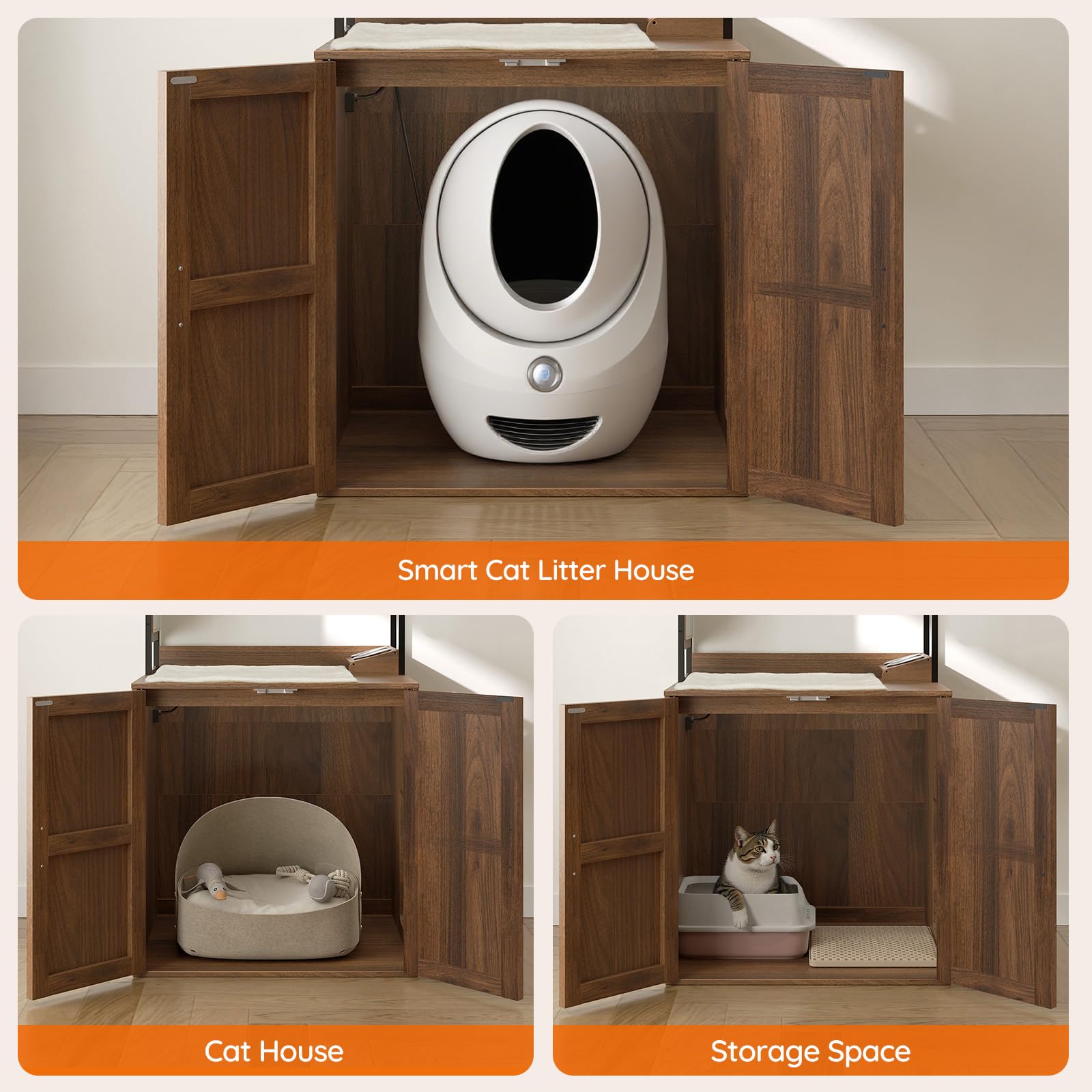 hoobro-pet-furniture-meuble-liti-re-chat-marron-avec-arbre image 7