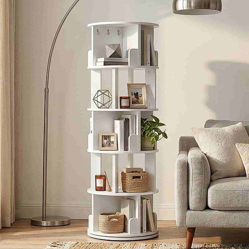hoobro-bookshelves-biblioth-que-pivotante-5-tages-blanche image 2