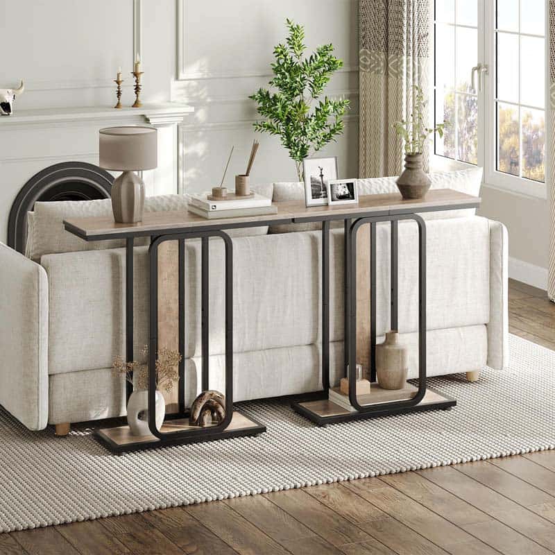 hoobro-console-table-console-entr-e-75-cm-greige-2-niveaux image 5