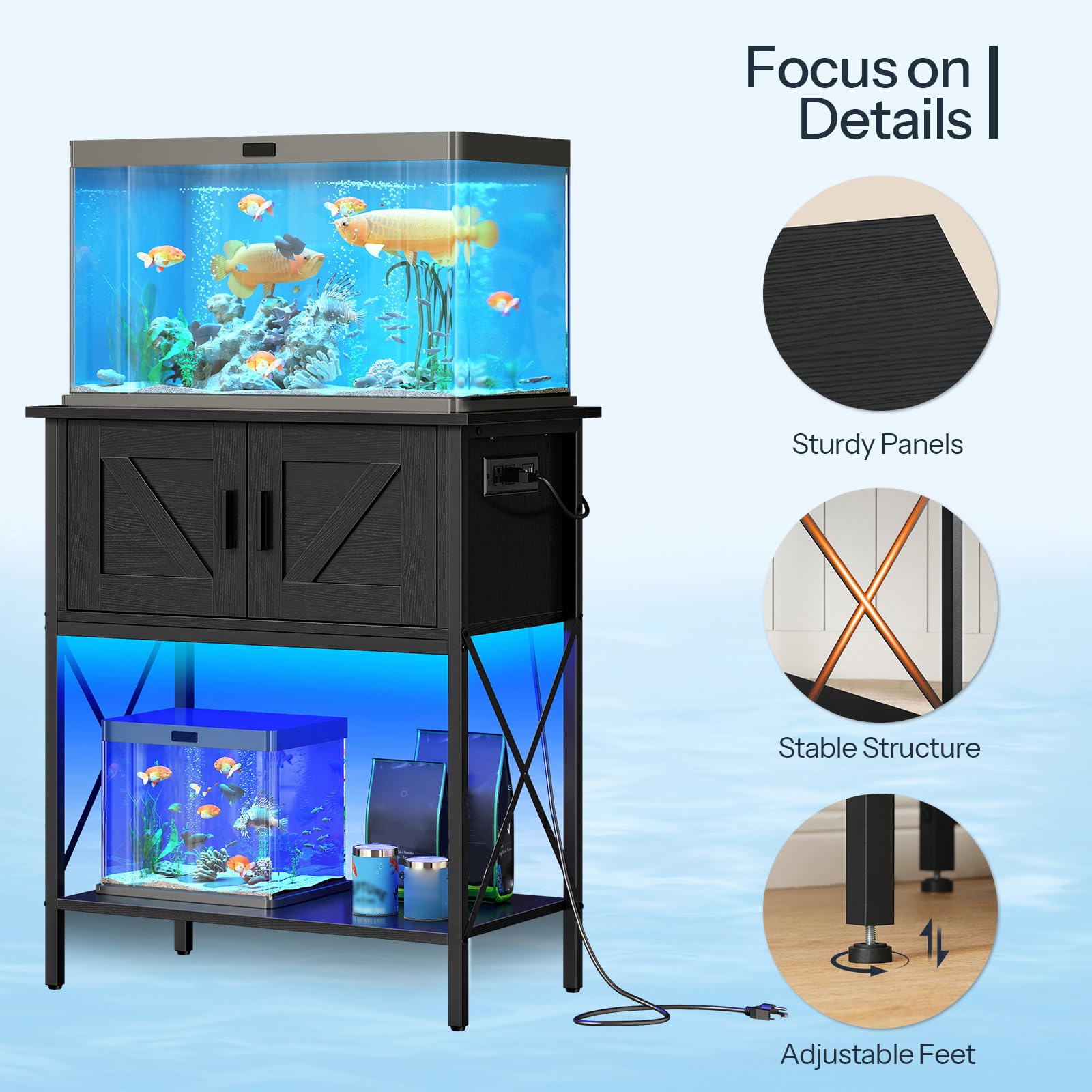hoobro-fish-tank-stands-meuble-aquarium-20-gallons-led-noir image 5