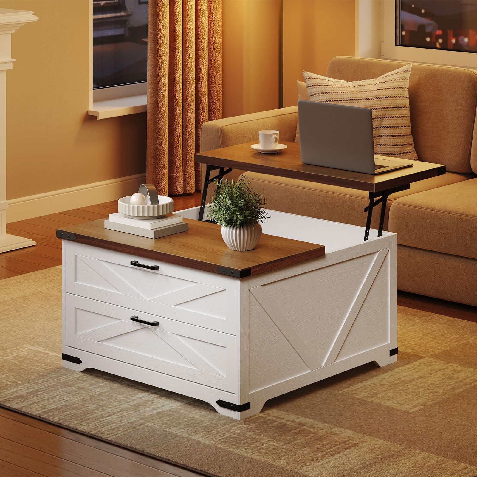 hoobro-coffee-tables-table-basse-relevable-blanche image 7