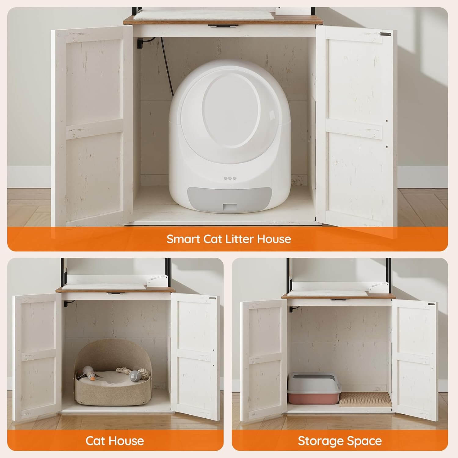 hoobro-pet-furniture-meuble-liti-re-chat-blanc-tour-61-pouces image 8