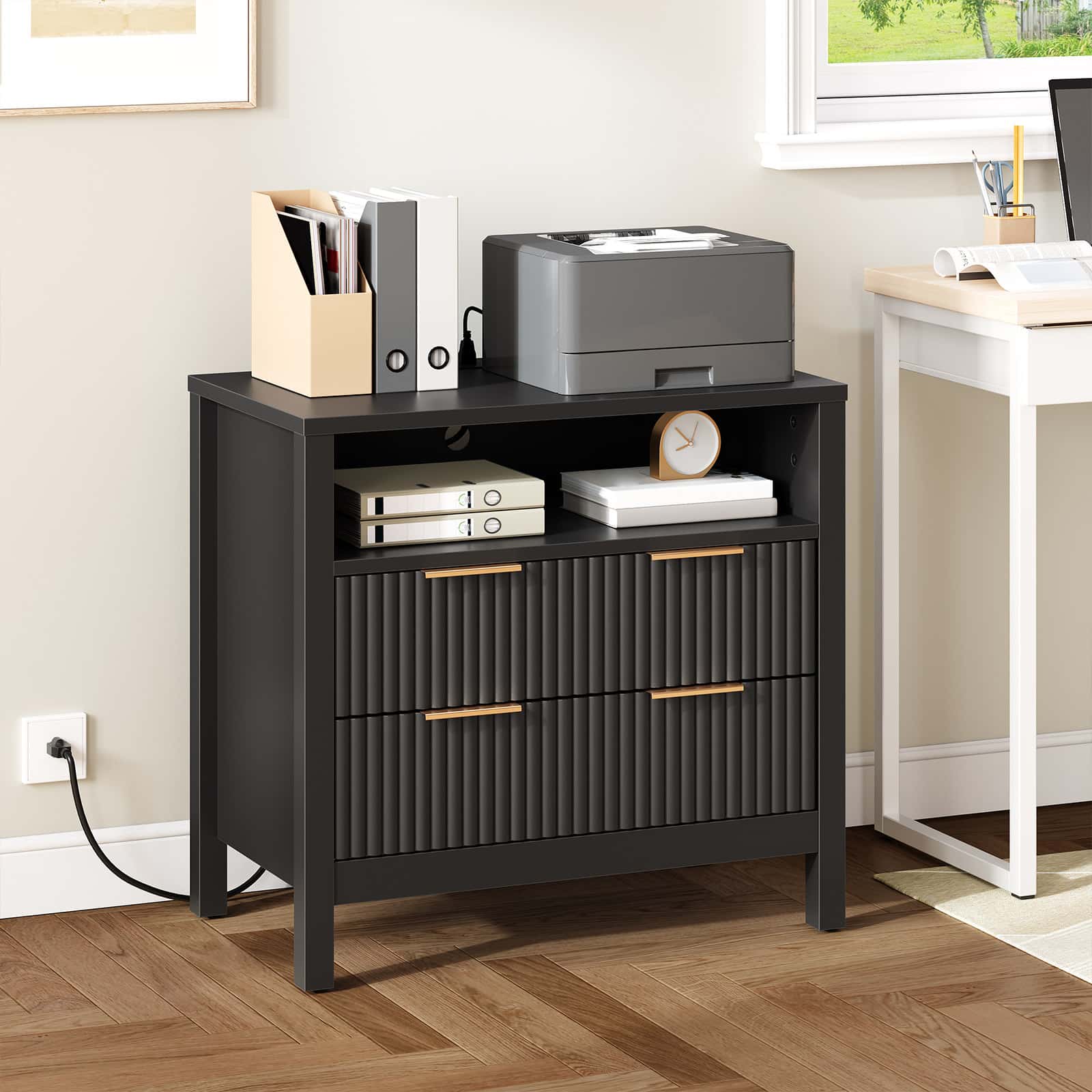 hoobro-table-chevet-led-noire-70cm-prise-usb-c image 6
