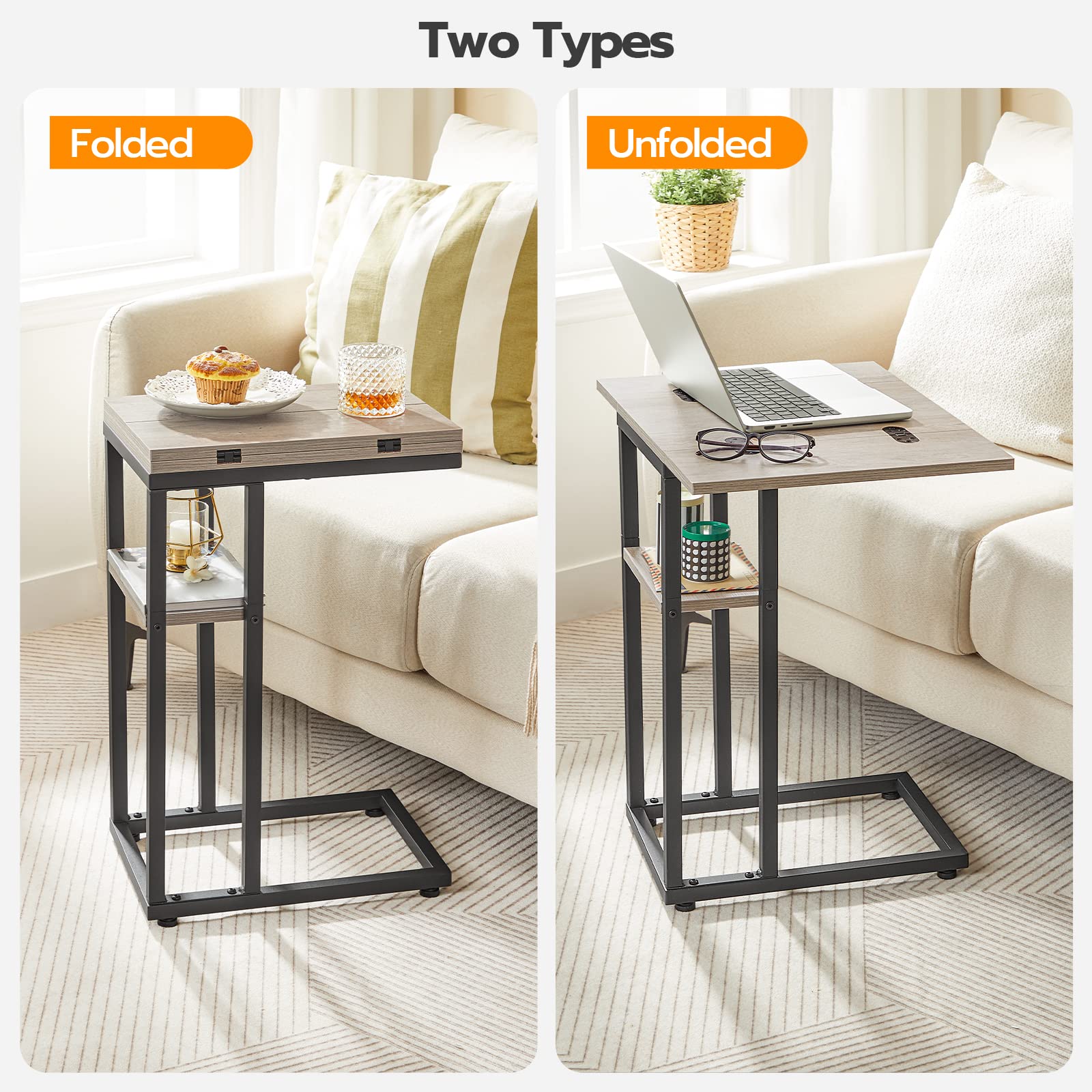 hoobro-side-tables-c-shape-table-d-appoint-greige-pliante-avec-poche image 8