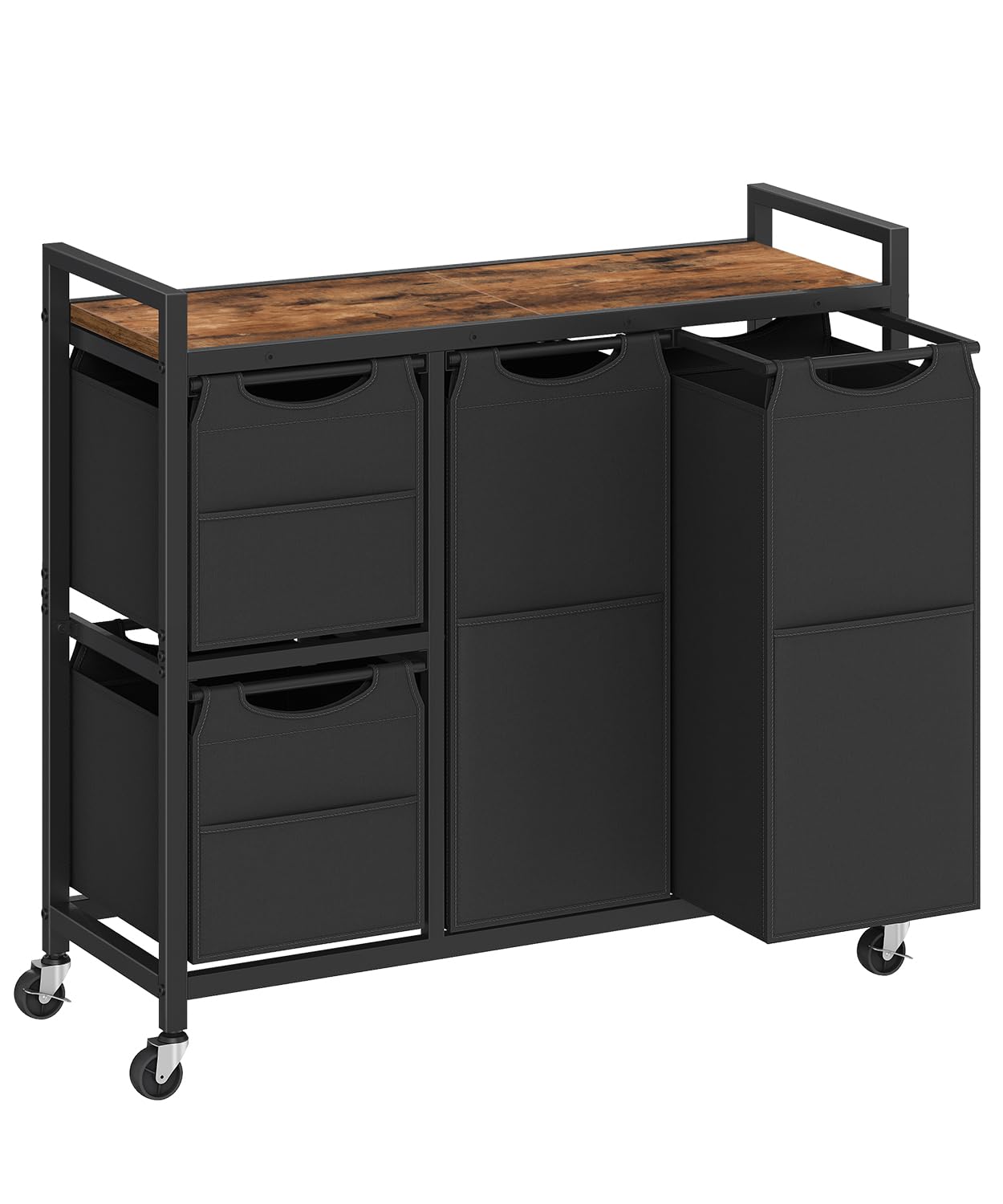 hoobro-bf14xy01n1-panier-linge-4-bacs-marron-127-l image 1