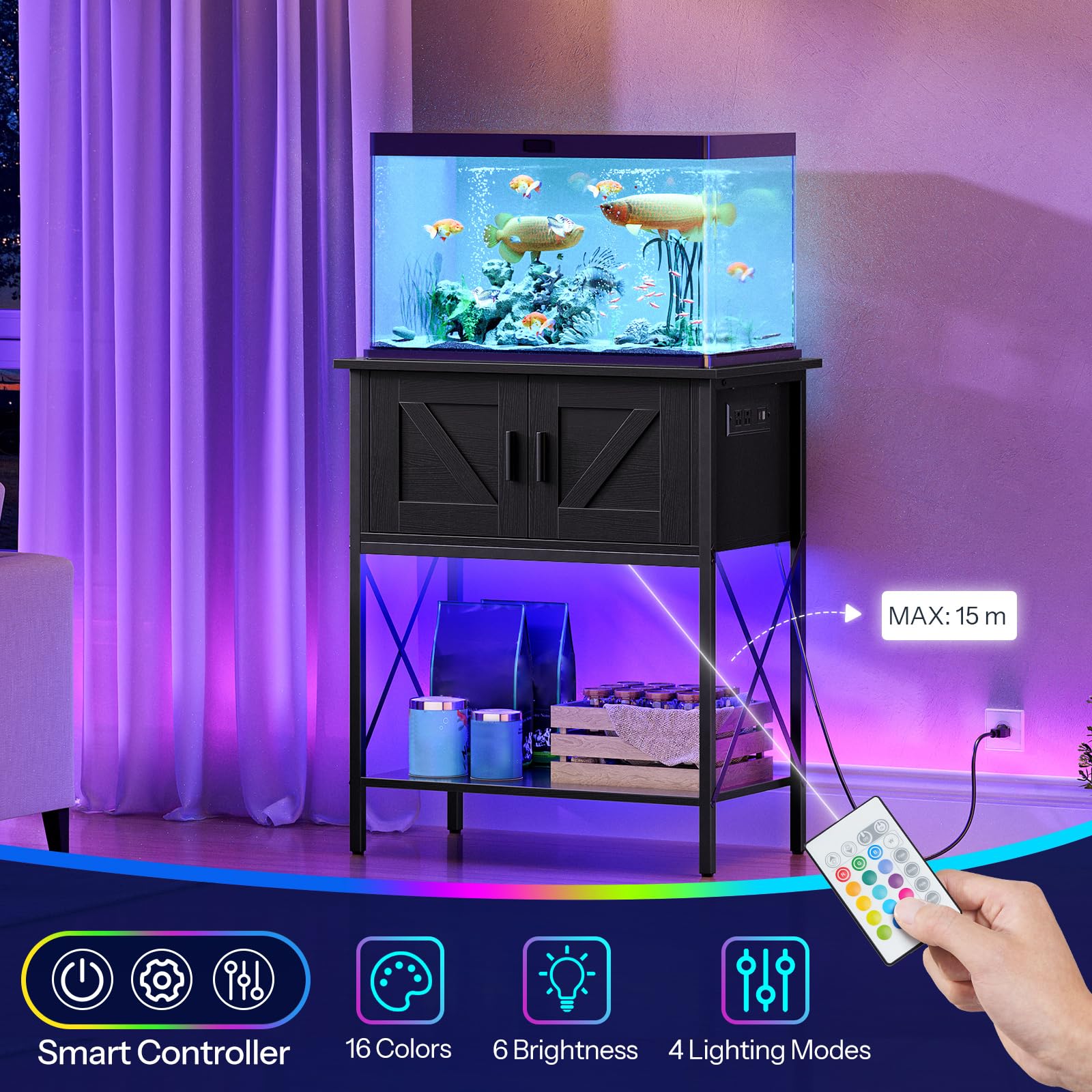 hoobro-fish-tank-stands-meuble-aquarium-20-gallons-led-noir image 7