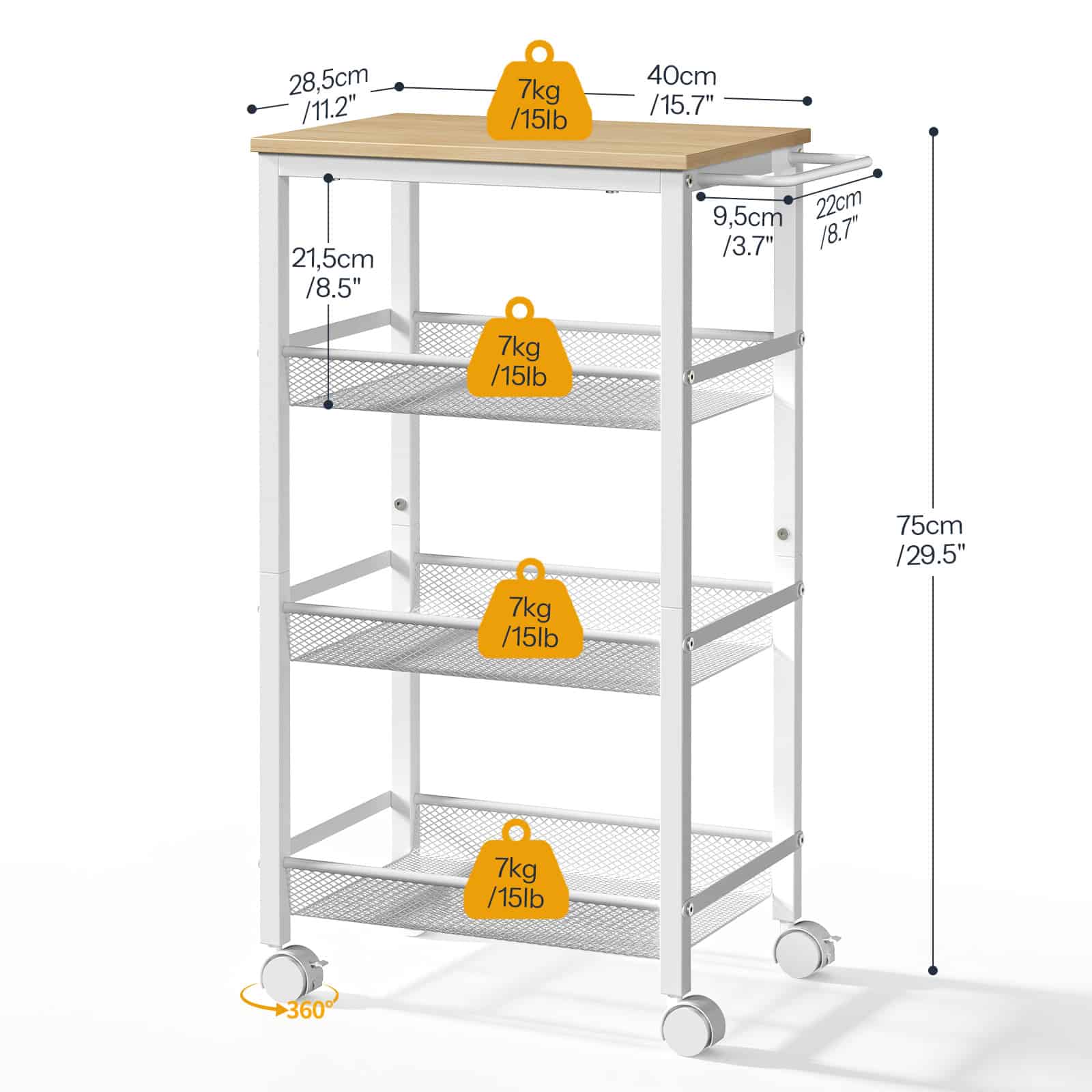 hoobro-kitchen-furniture-chariot-cuisine-troit-blanc-4-paniers image 4