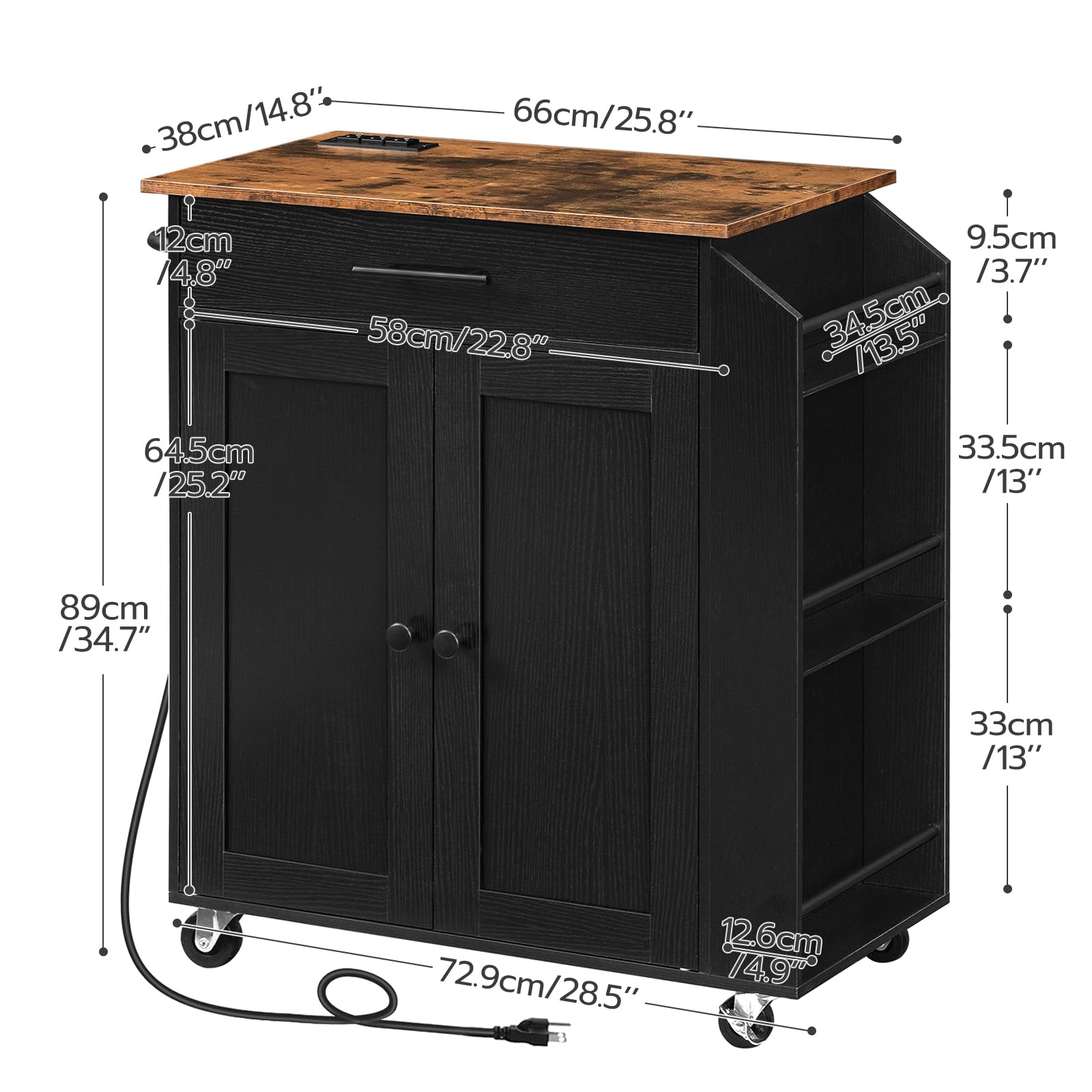 hoobro-kitchen-furniture-lot-cuisine-noir-marron-roulettes-avec-prise image 7