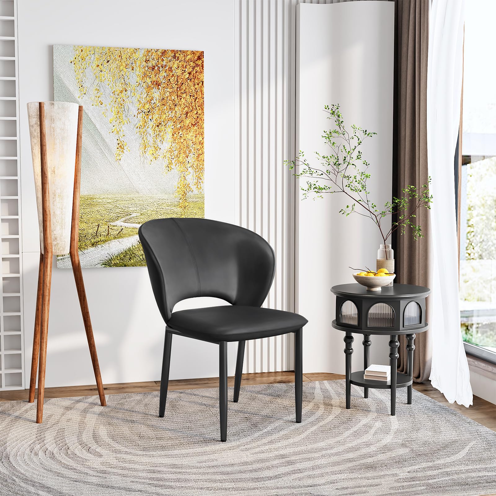 hoobro-chaises-salle-manger-noires-x2-simili-cuir image 6