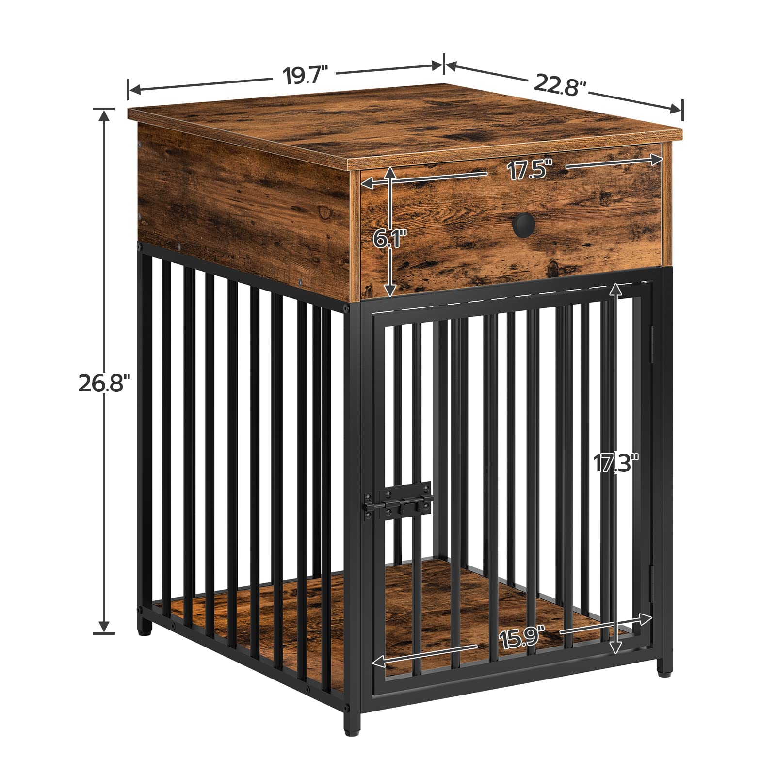 hoobro-pet-furniture-cage-chien-bois-marron-tiroir image 3