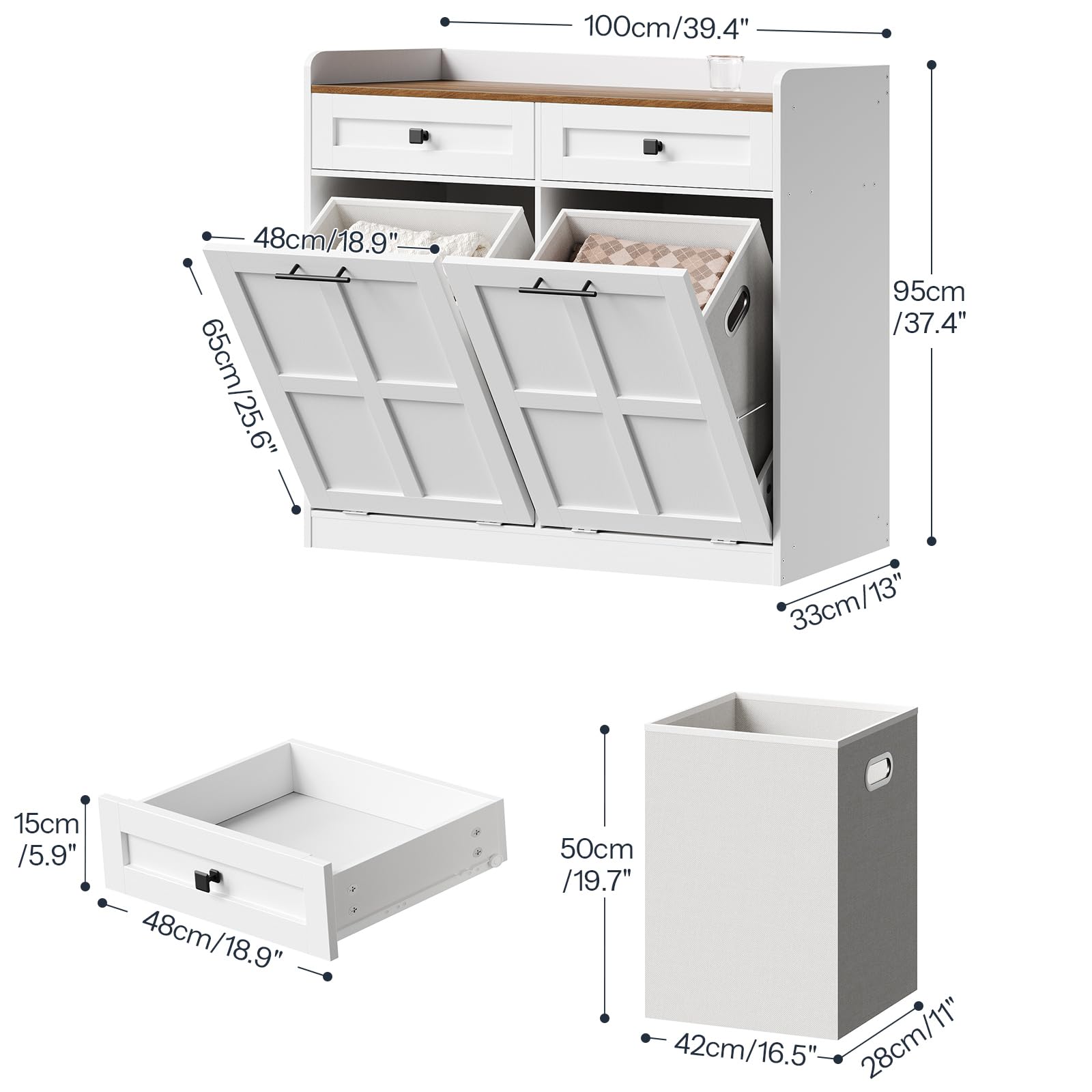 hoobro-panier-linge-bois-blanc-double-basculant-25-gal image 3