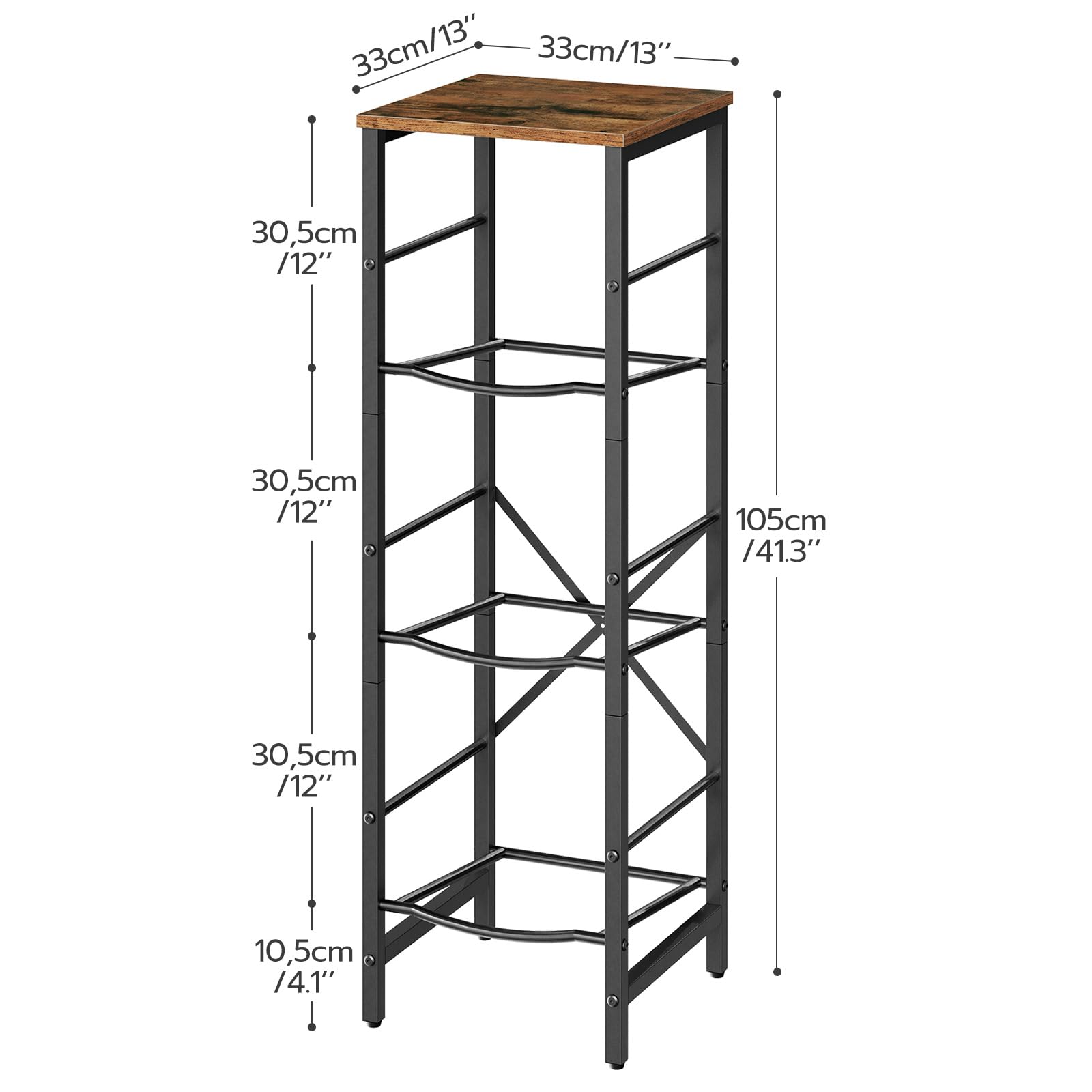 hoobro-rack-porte-bouteille-3-niveaux-marron-5-gallons-bois-m-tal image 4