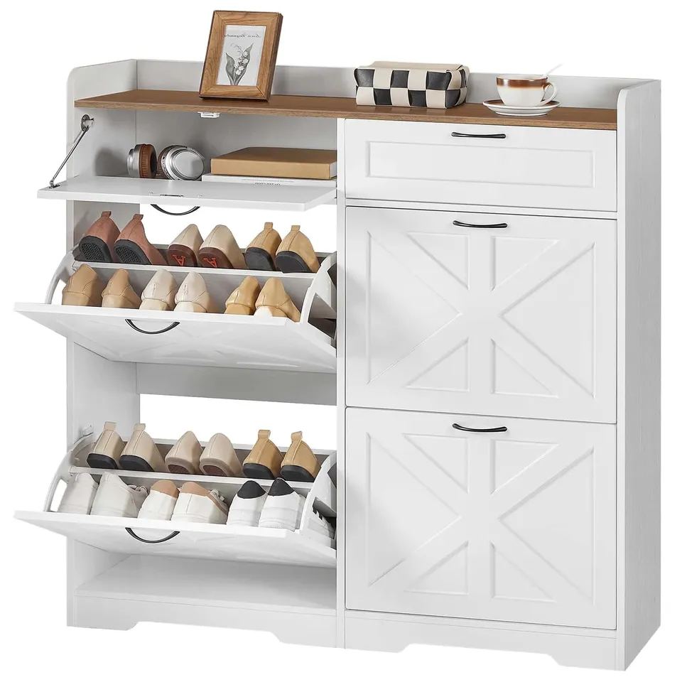 hoobro-shoe-racks-meuble-chaussures-blanc-abattant image 1