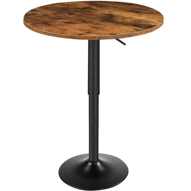 hoobro-table-bar-ronde-marron-hauteur-r-glable image 1