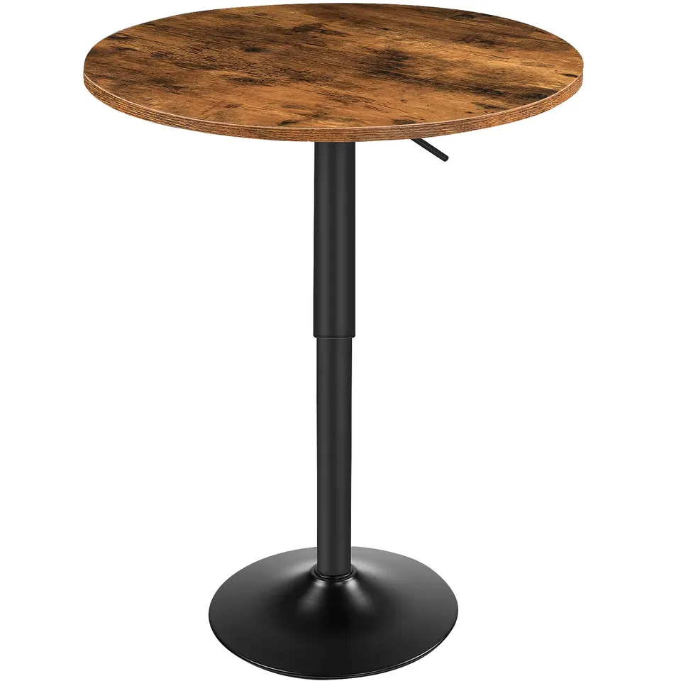 hoobro-table-bar-ronde-marron-hauteur-r-glable image 1