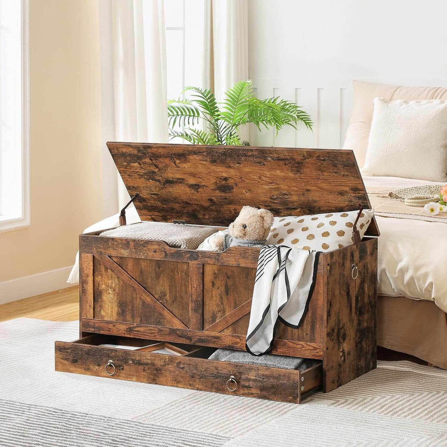 hoobro-storage-benches-coffre-jouets-marron-100-cm image 6