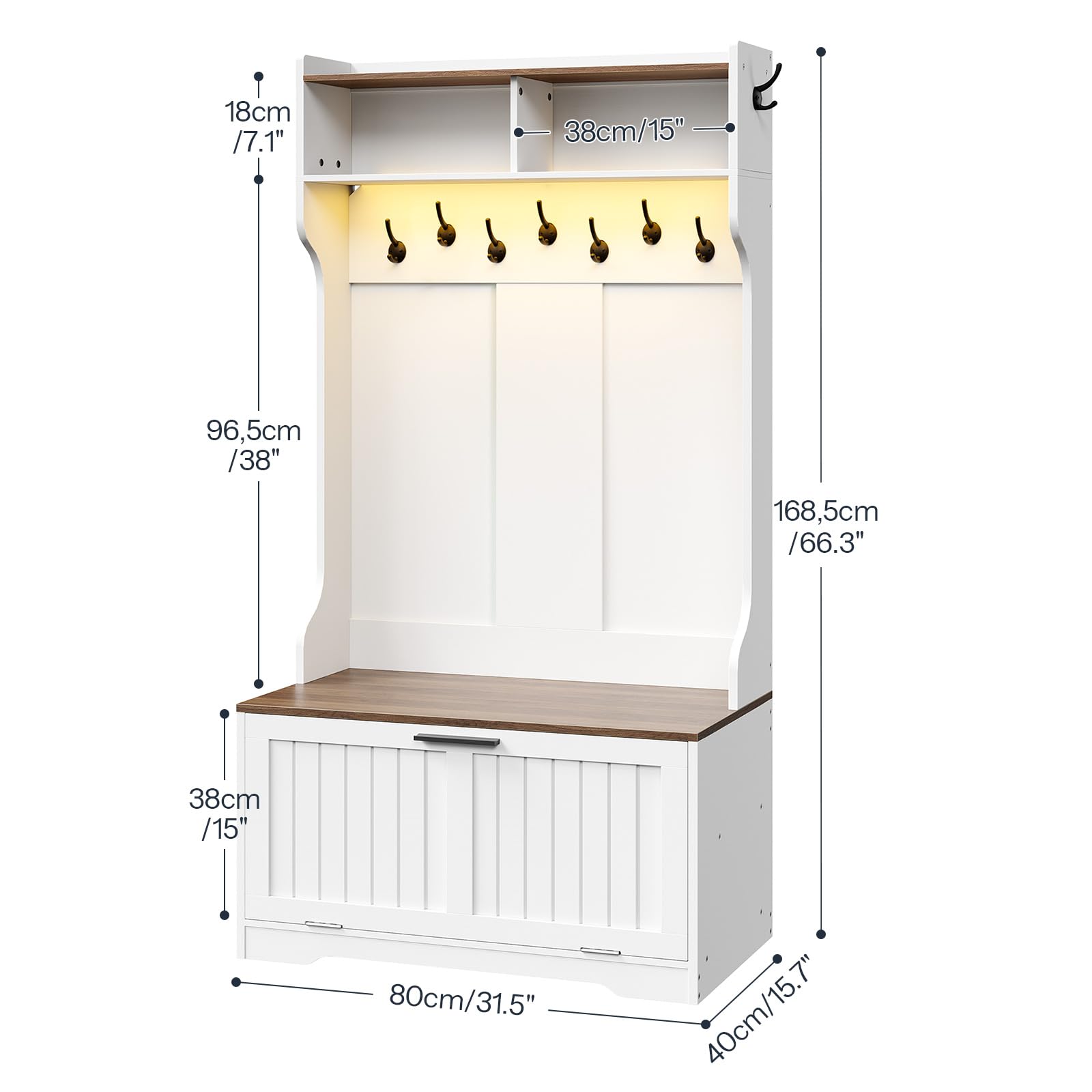 hoobro-vestiaire-d-entr-e-blanc-avec-banc-et-led image 4