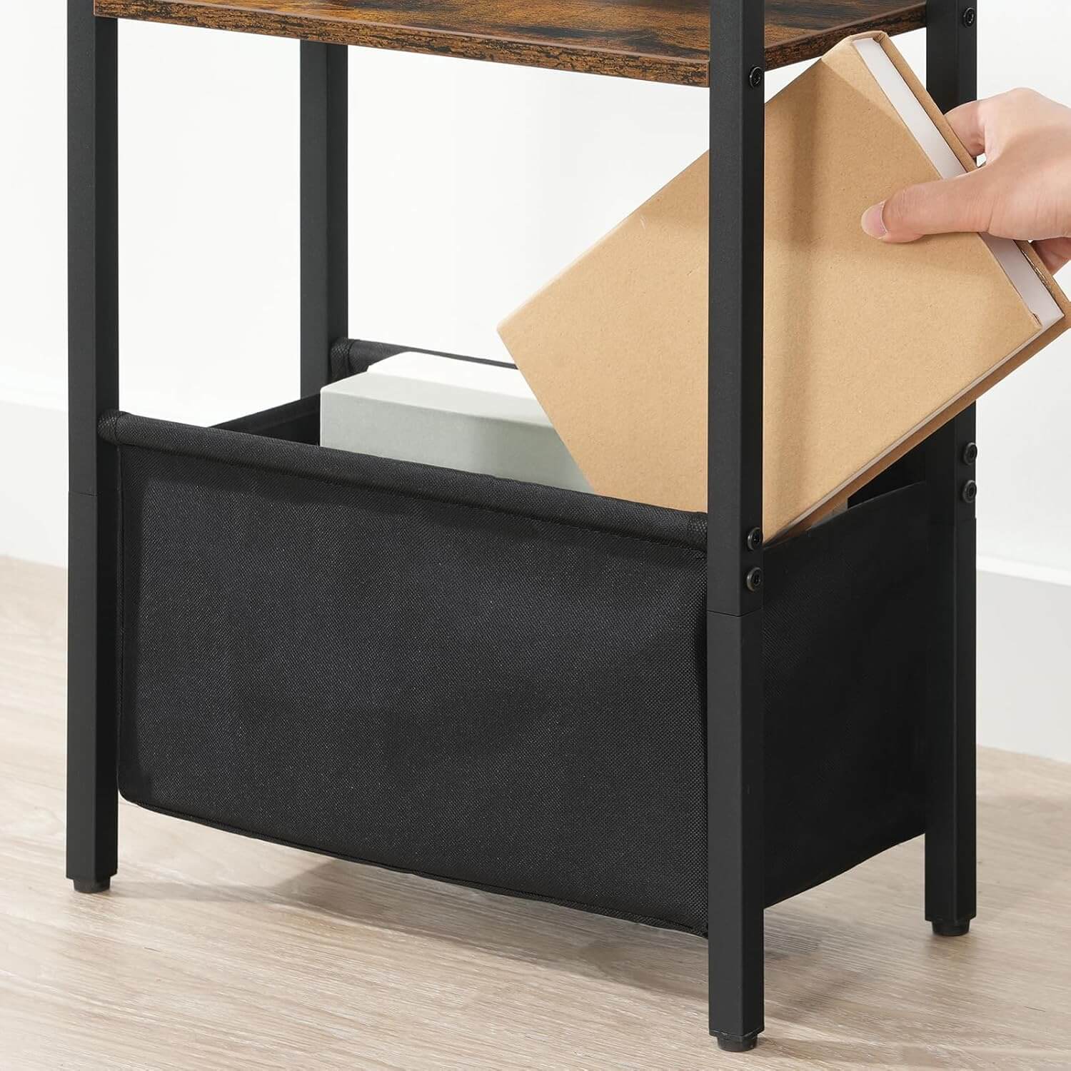 hoobro-table-d-appoint-troite-marron-usb-chevet image 4