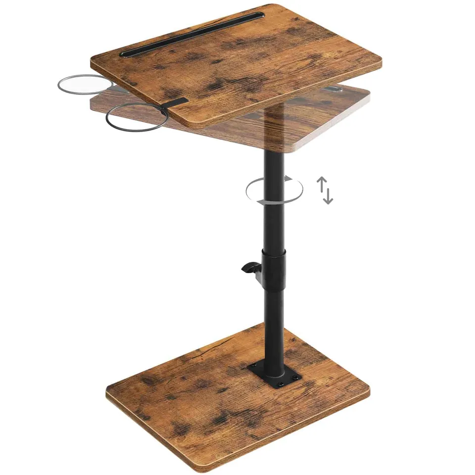 hoobro-tv-tray-tables-table-canap-marron-hauteur-r-glable image 1