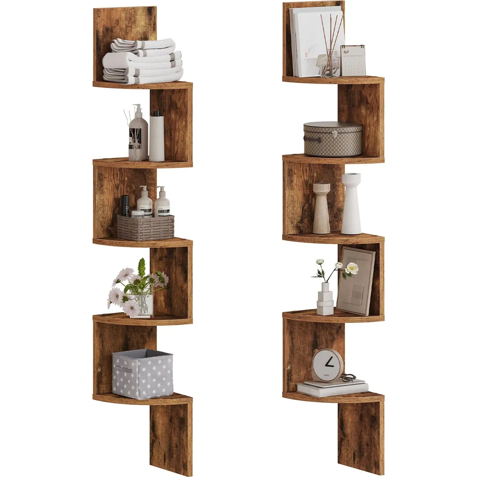 hoobro-storage-racks-tag-re-d-angle-5-niveaux-marron image 1