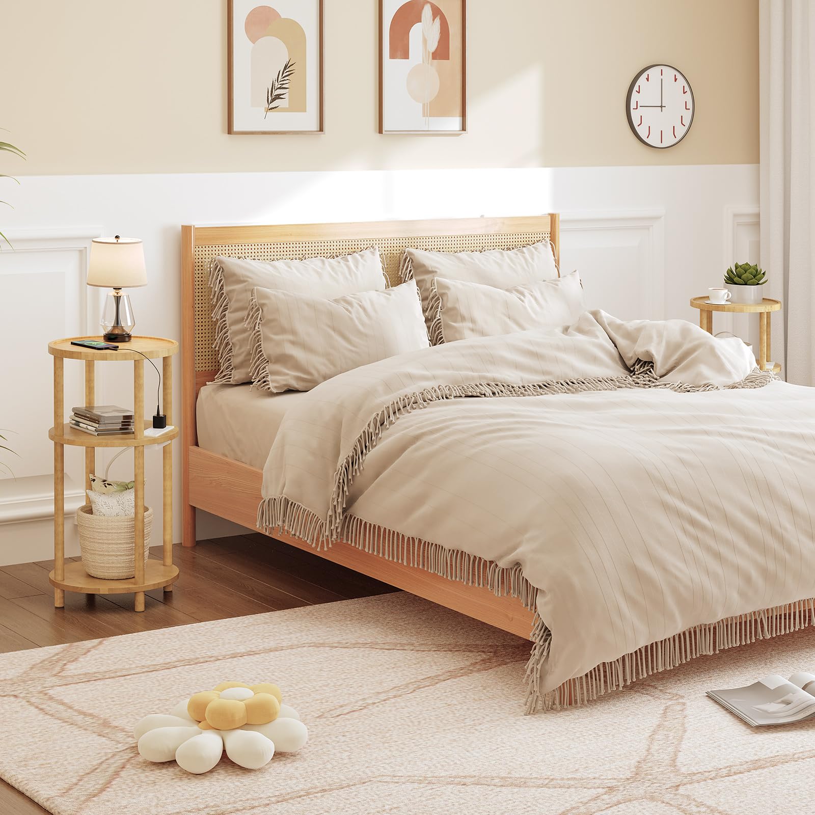 hoobro-side-tables-table-d-appoint-ronde-beige-3-niveaux-avec-prise image 5