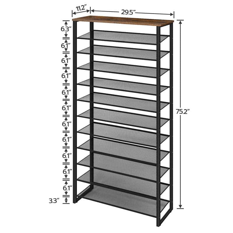 hoobro-shoe-racks-meuble-chaussures-marron-12-niveaux image 3