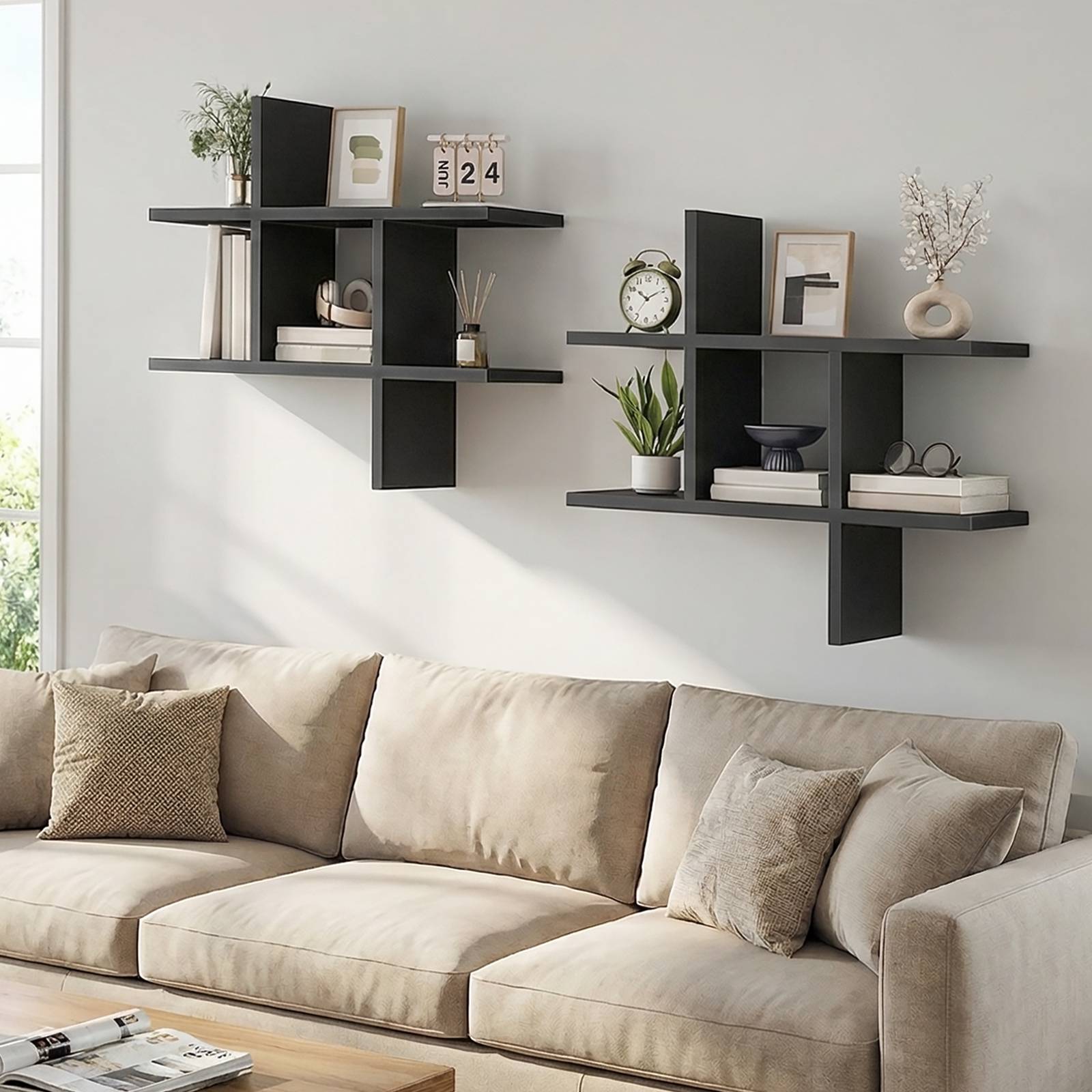 hoobro-storage-racks-tag-re-murale-noire-lot-de-2 image 5