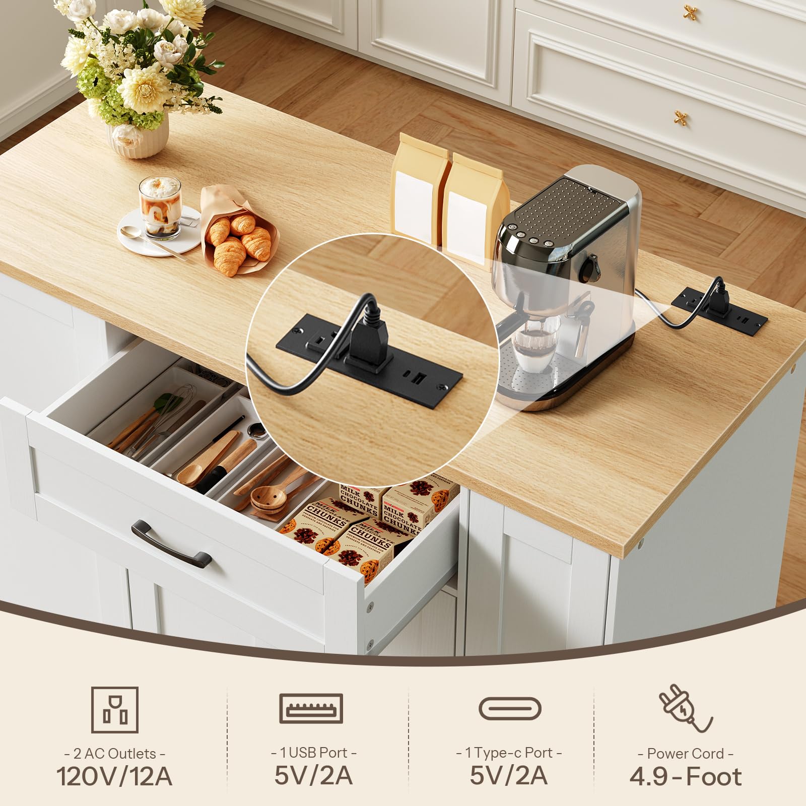 hoobro-kitchen-furniture-lot-cuisine-blanc-roulettes image 7