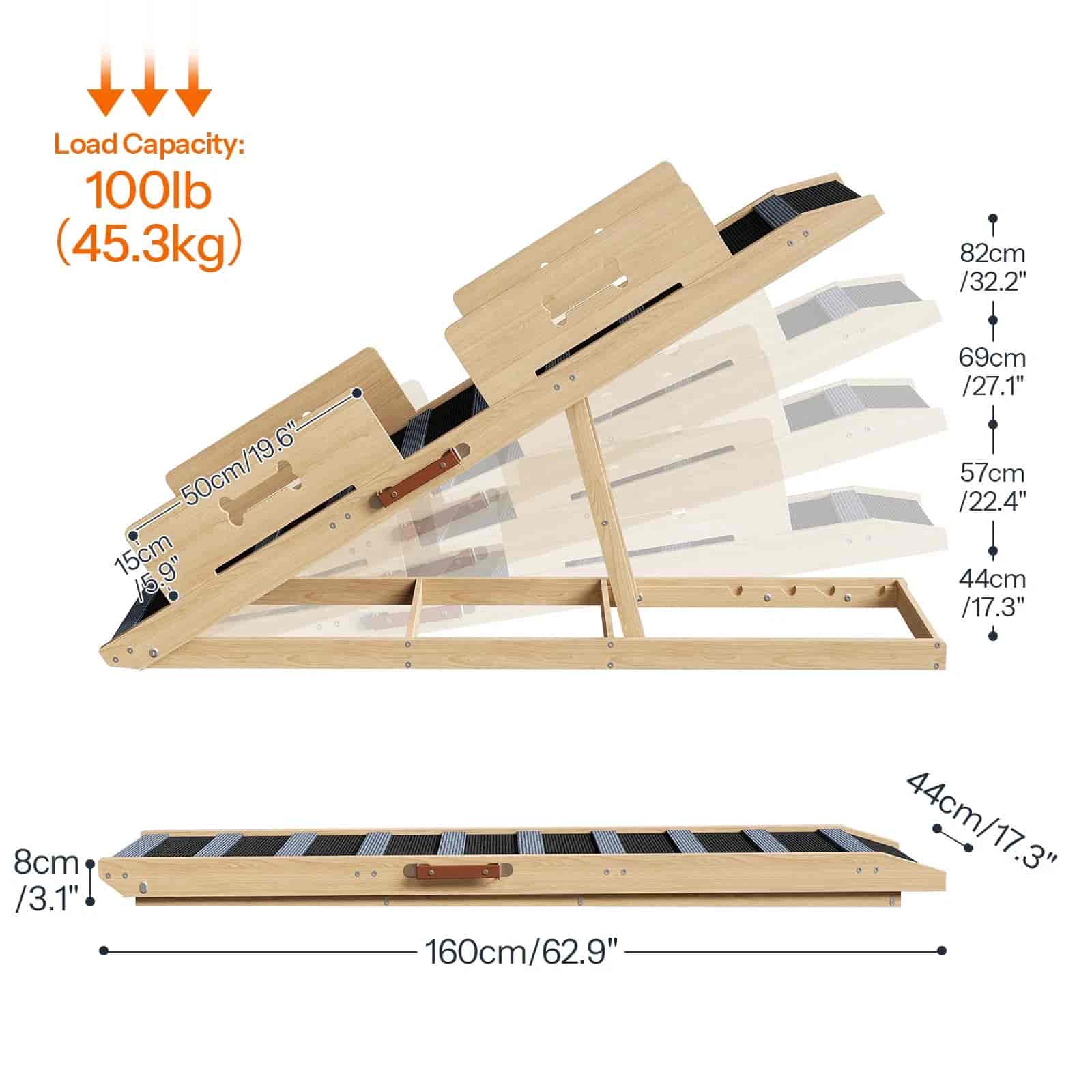 hoobro-pet-furniture-rampe-chien-pliable-naturel-4-hauteurs image 5