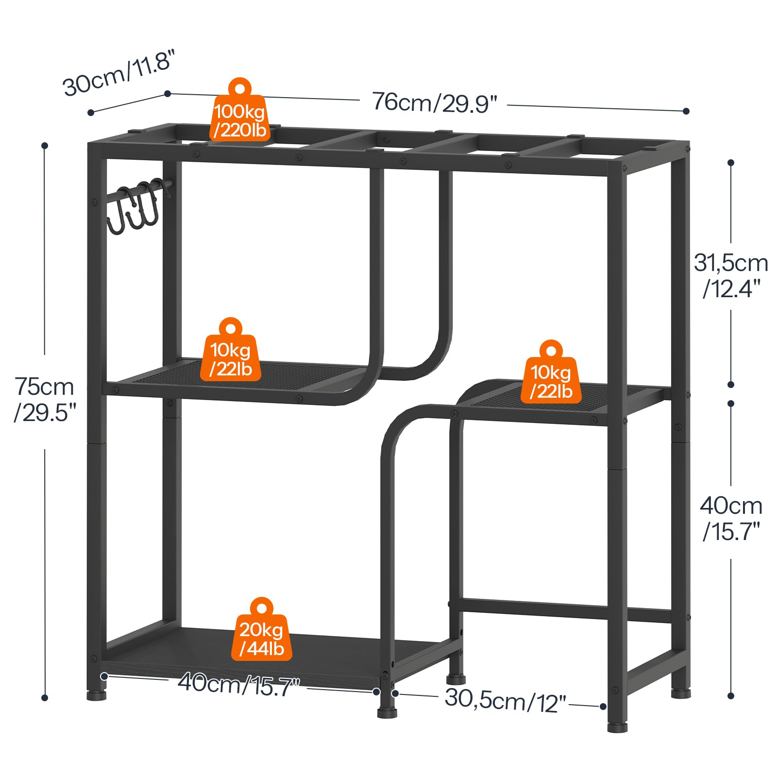 hoobro-meuble-aquarium-20-gallons-noir-avec-rangement image 3